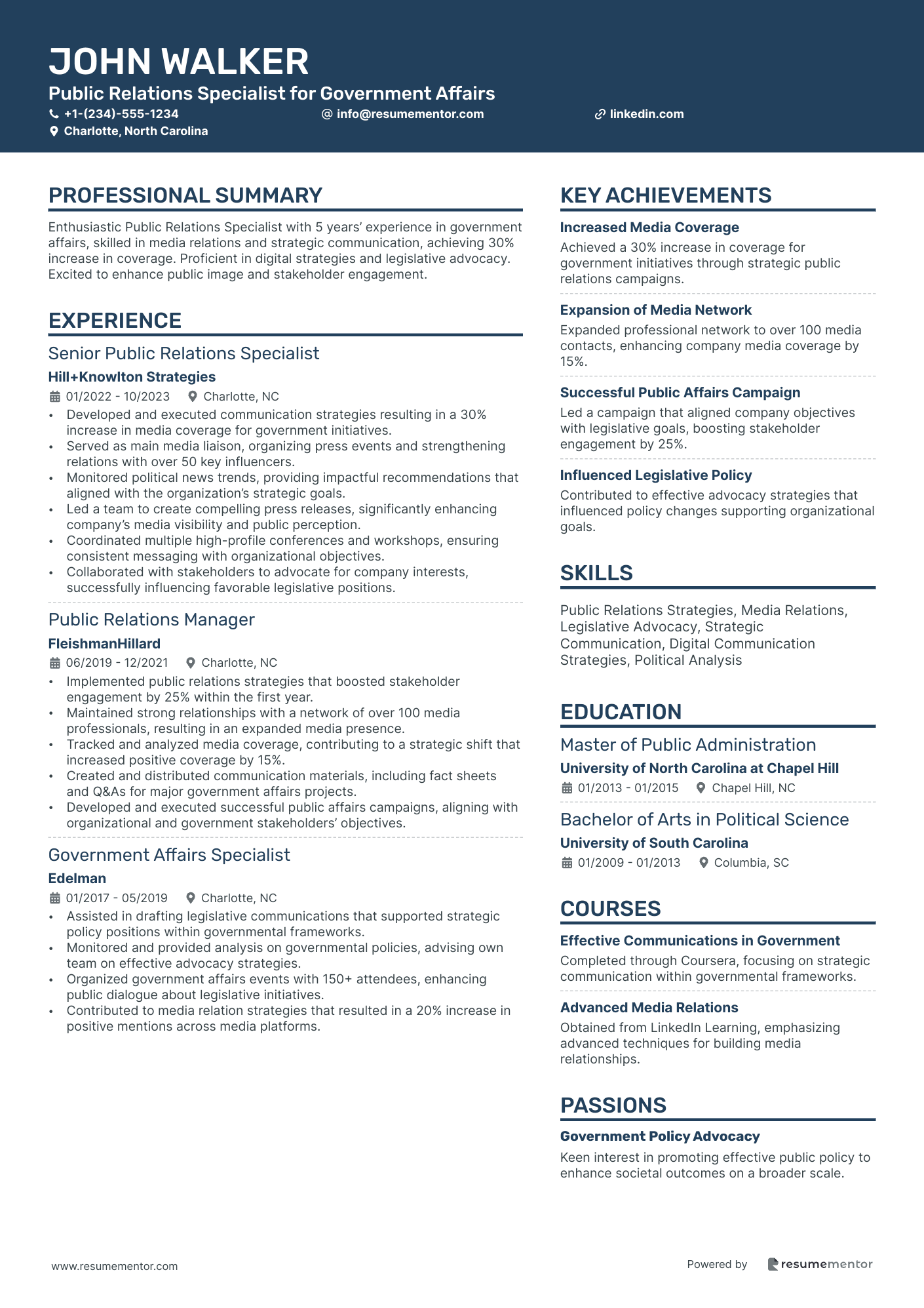 Public Relations Specialist for Government Affairs