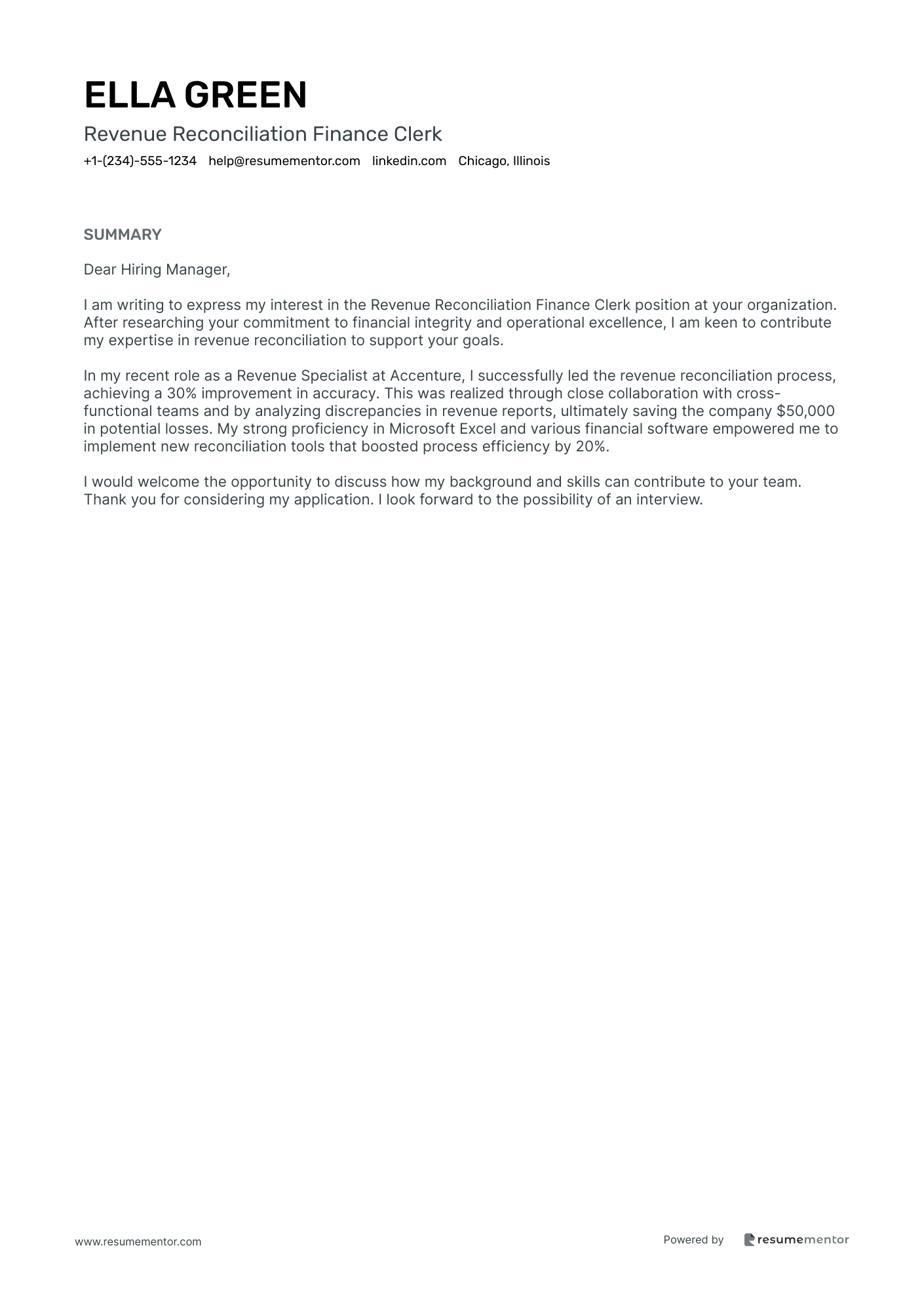 Revenue Reconciliation Finance Clerk