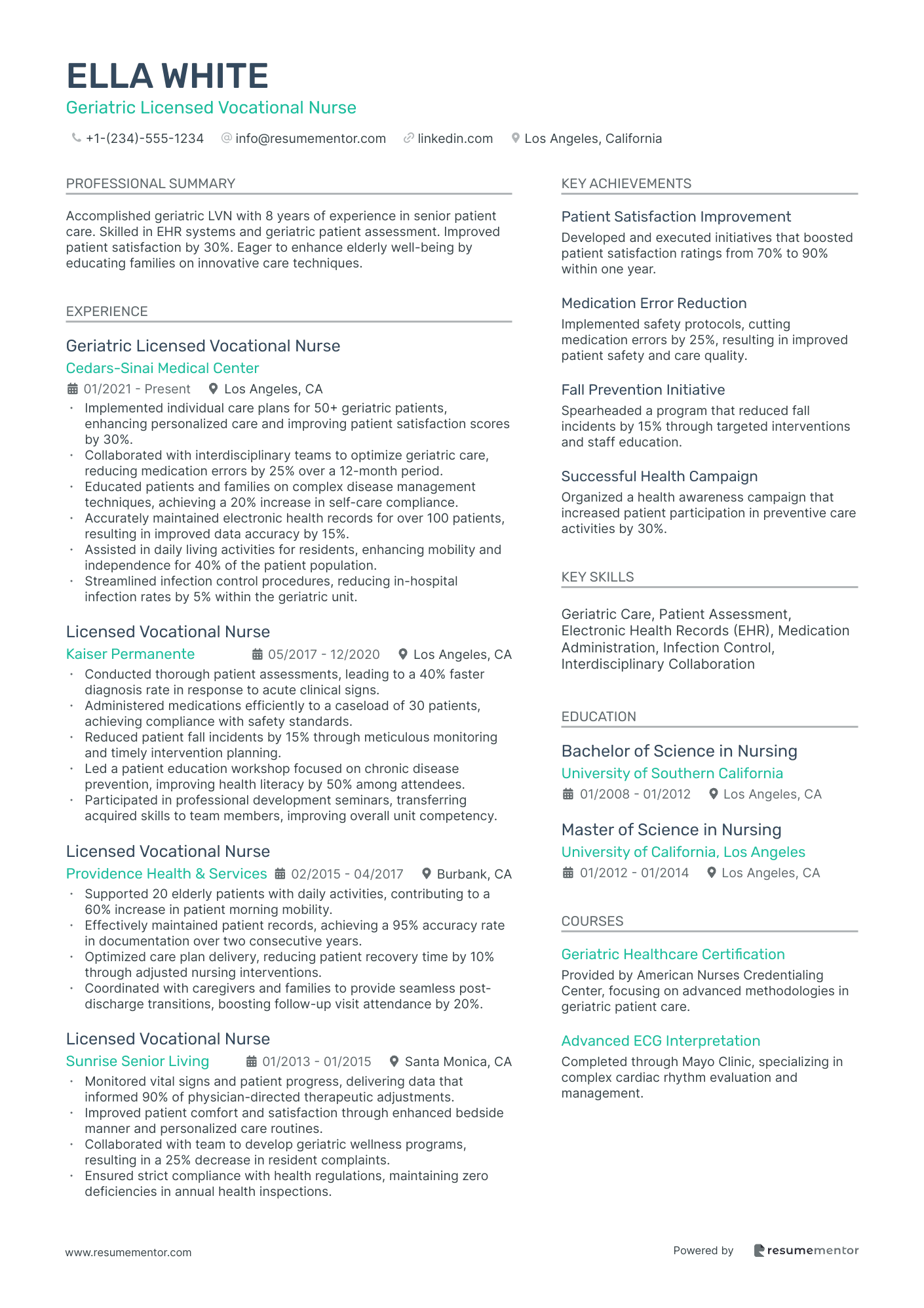 Geriatric Licensed Vocational Nurse