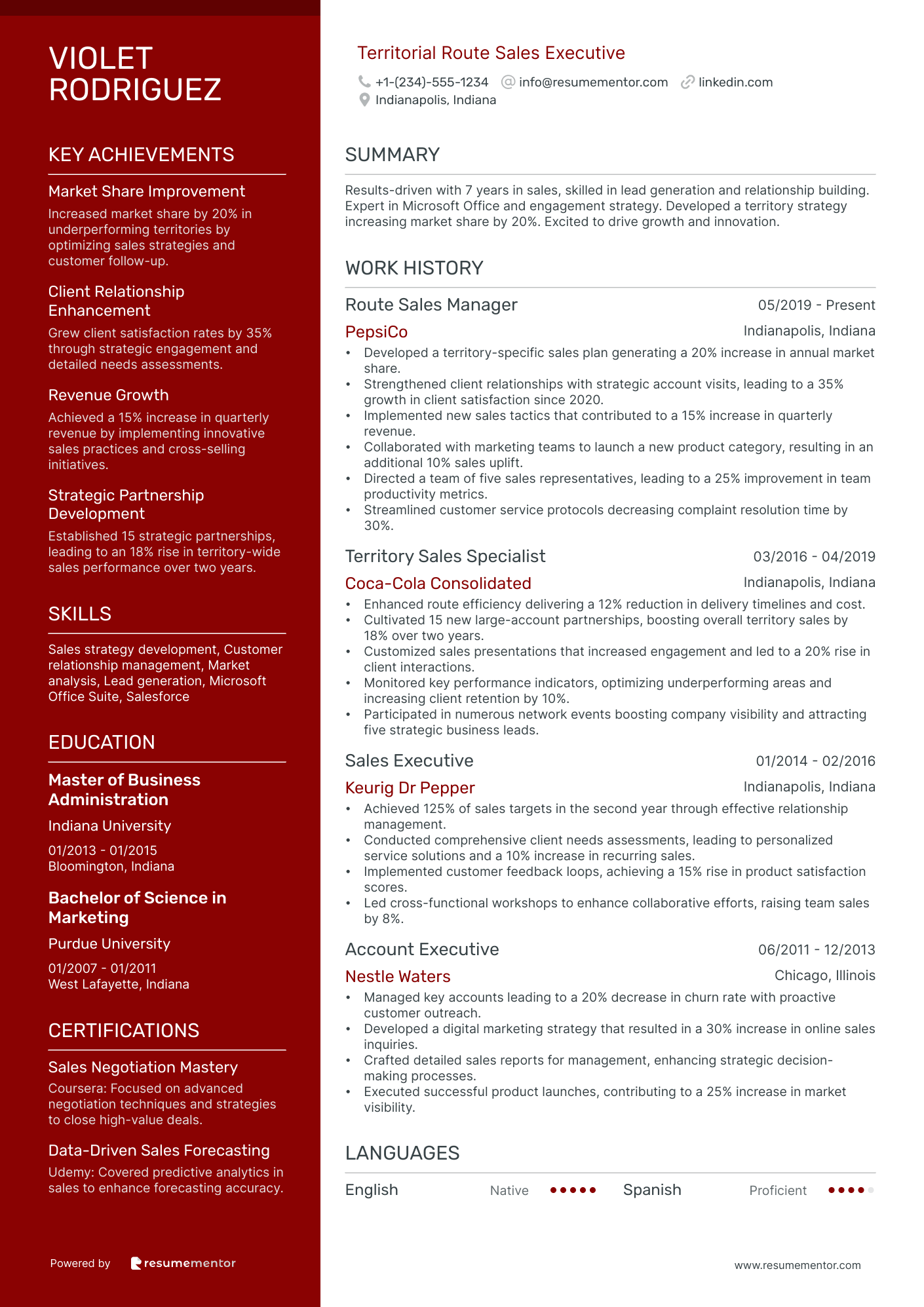 Territorial Route Sales Executive
