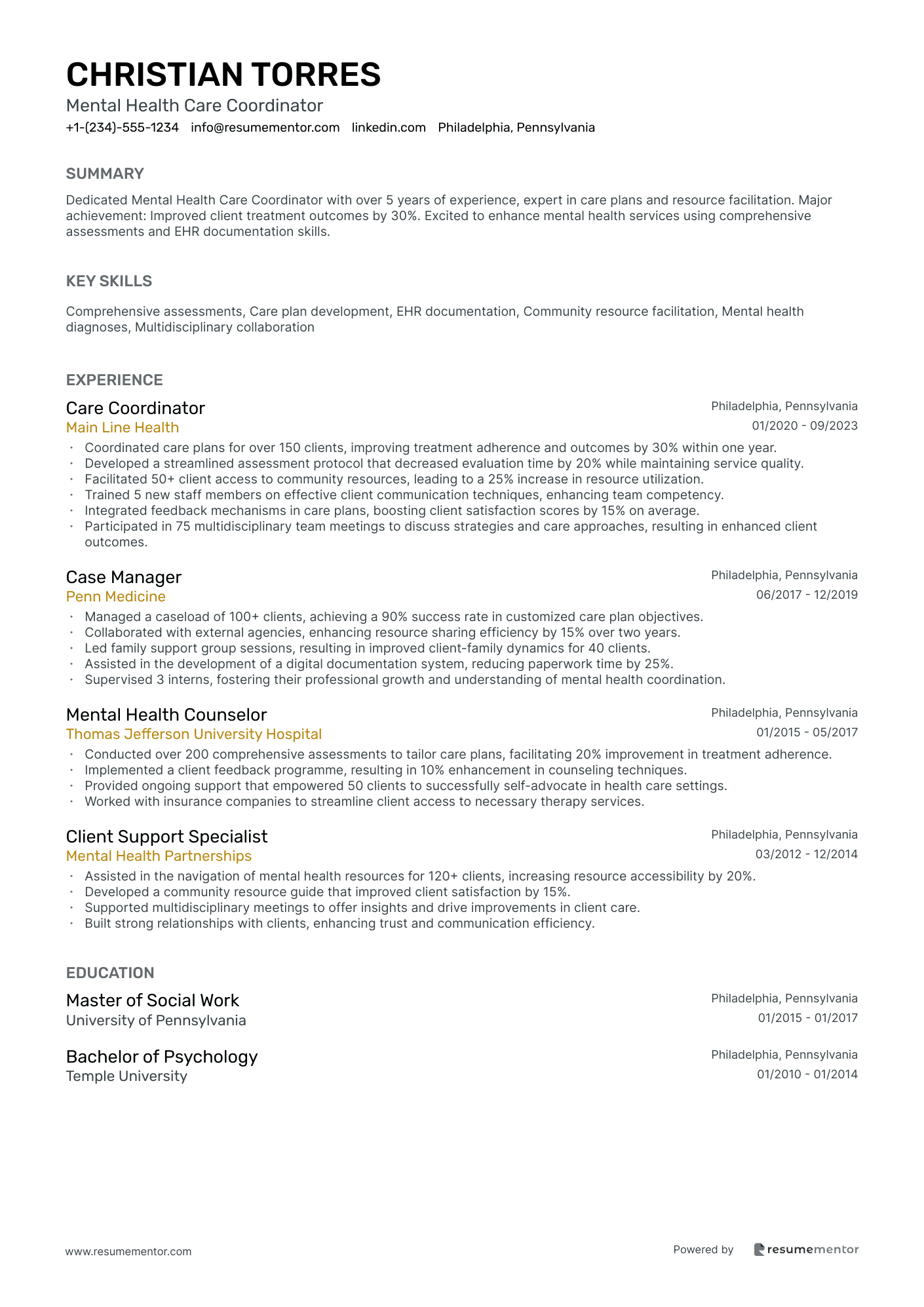 Mental Health Care Coordinator