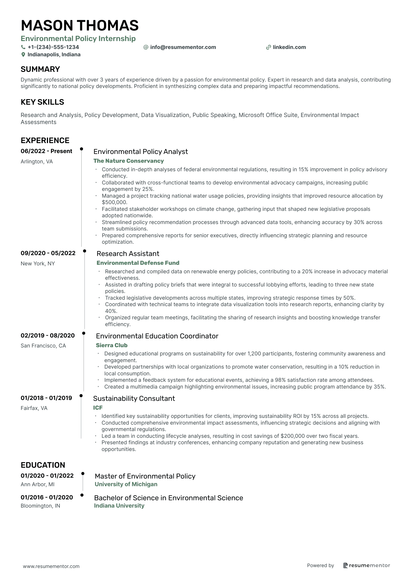 Environmental Policy Internship