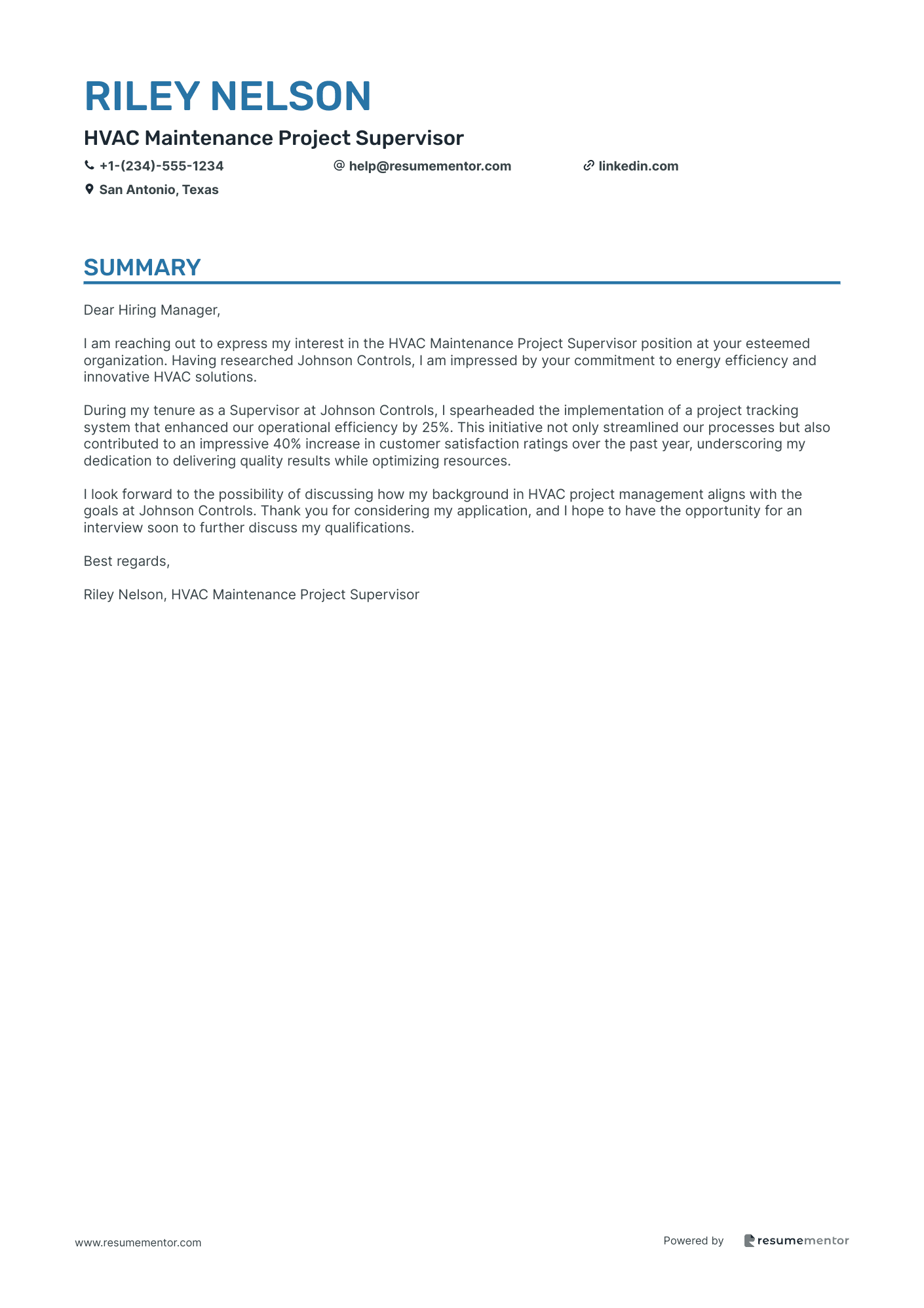 HVAC Maintenance Project Supervisor