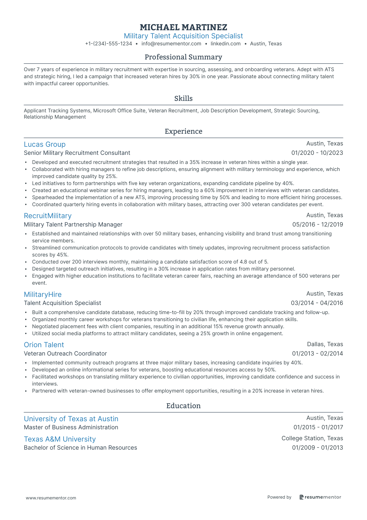 Military Talent Acquisition Specialist