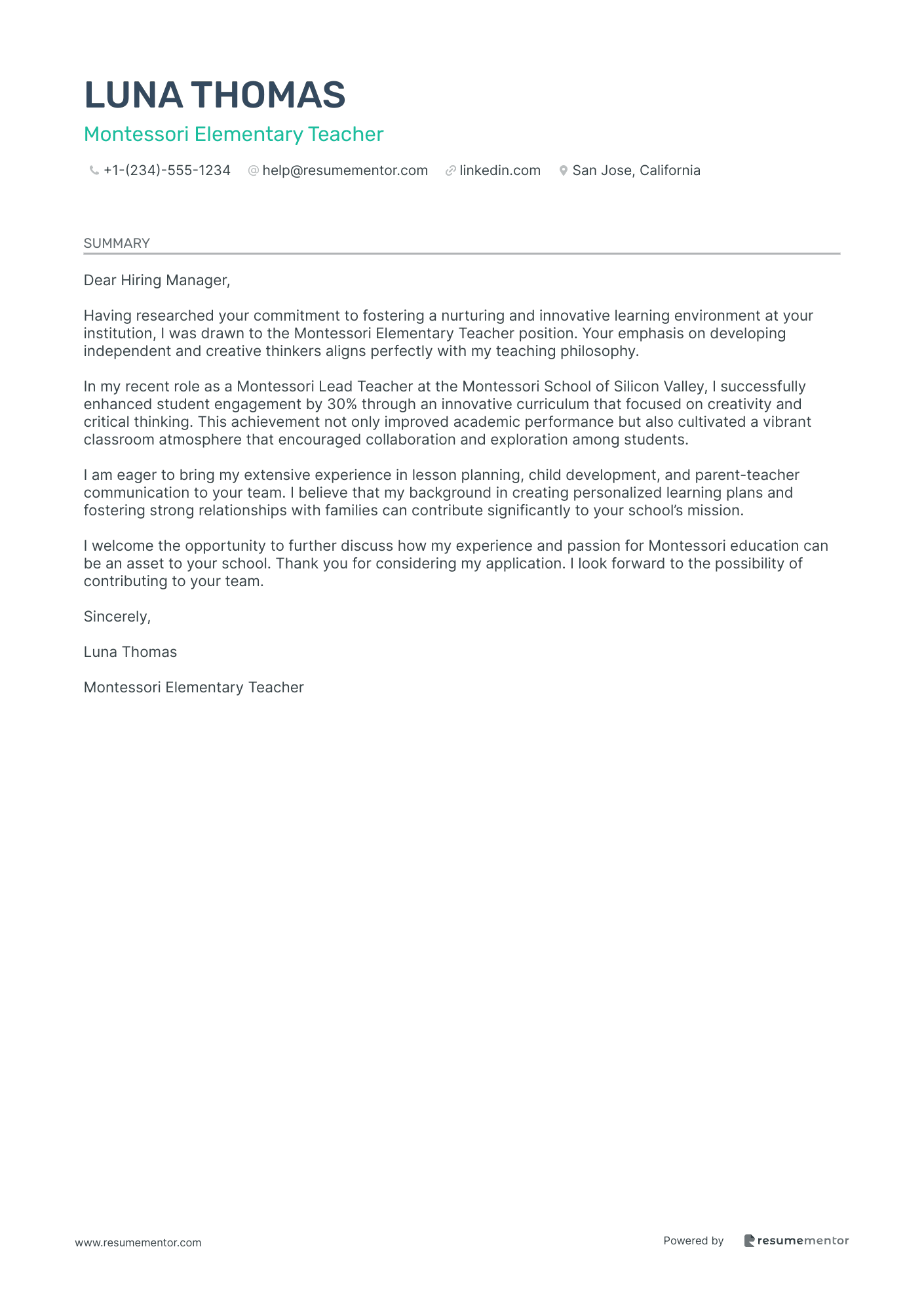 Montessori Elementary Teacher