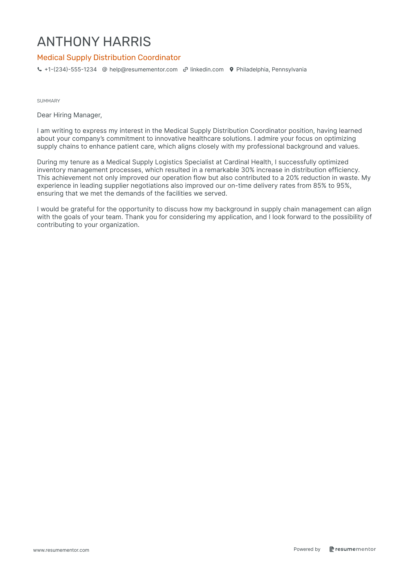 Medical Supply Distribution Coordinator