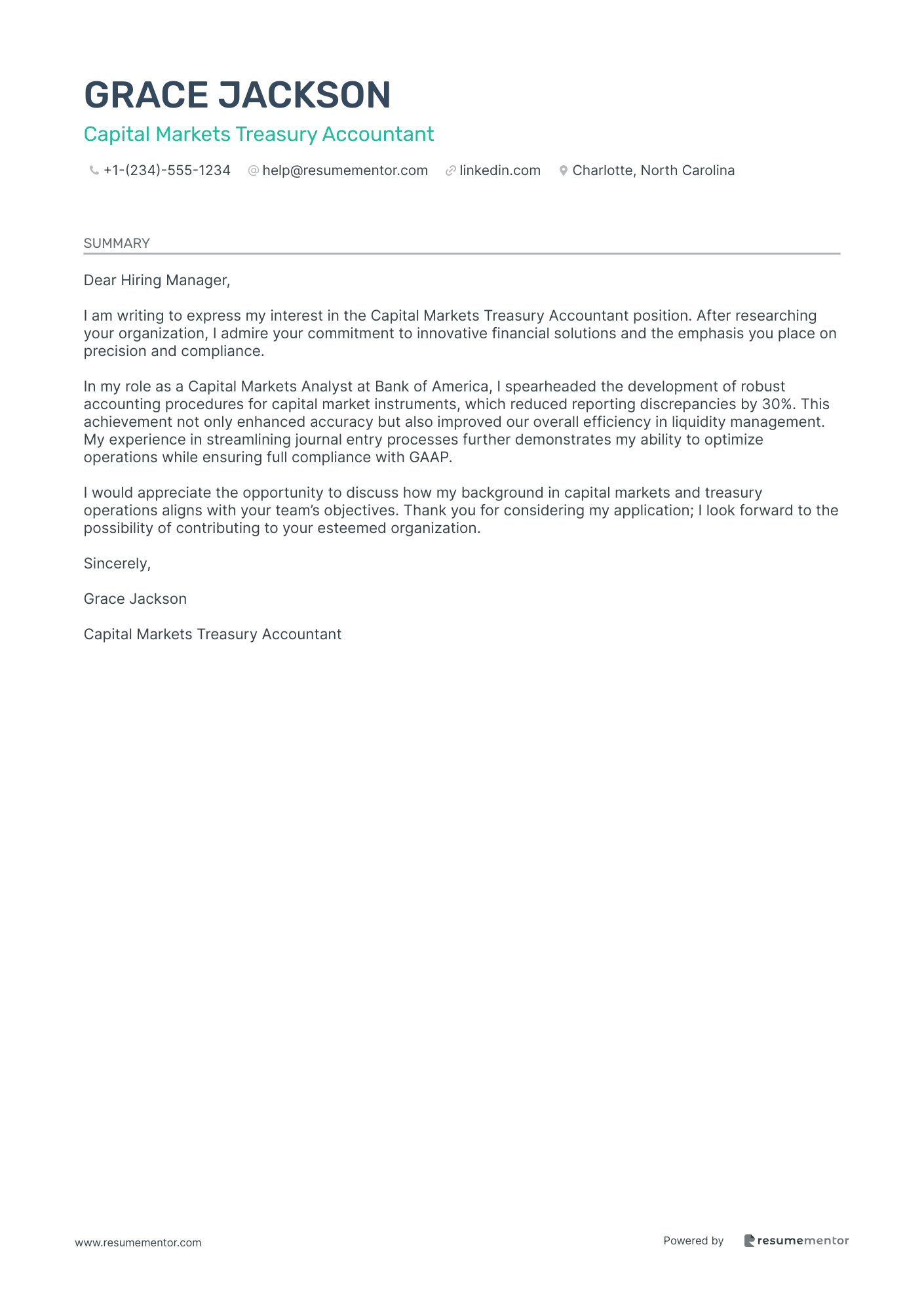 Capital Markets Treasury Accountant