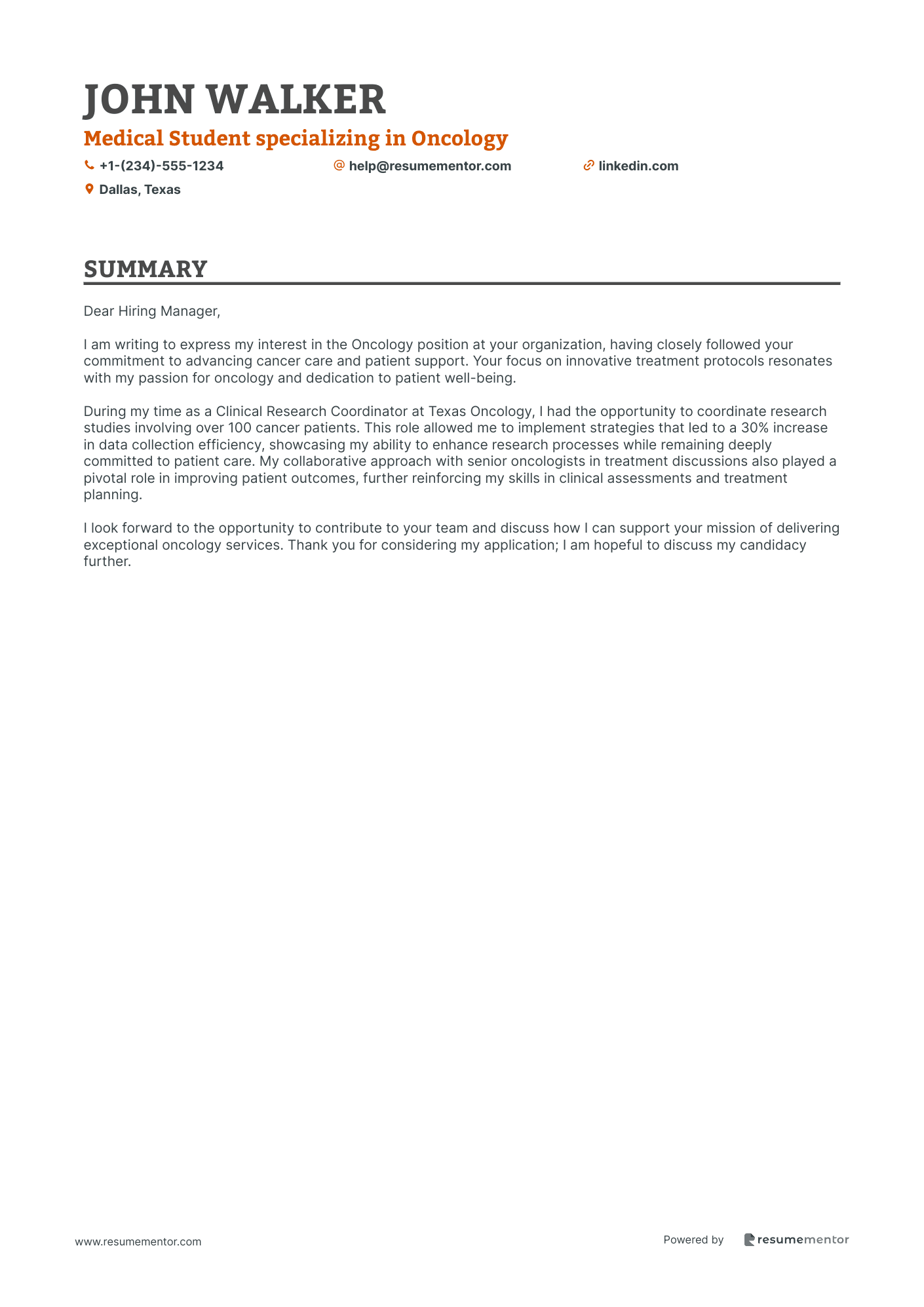 Medical Student specializing in Oncology