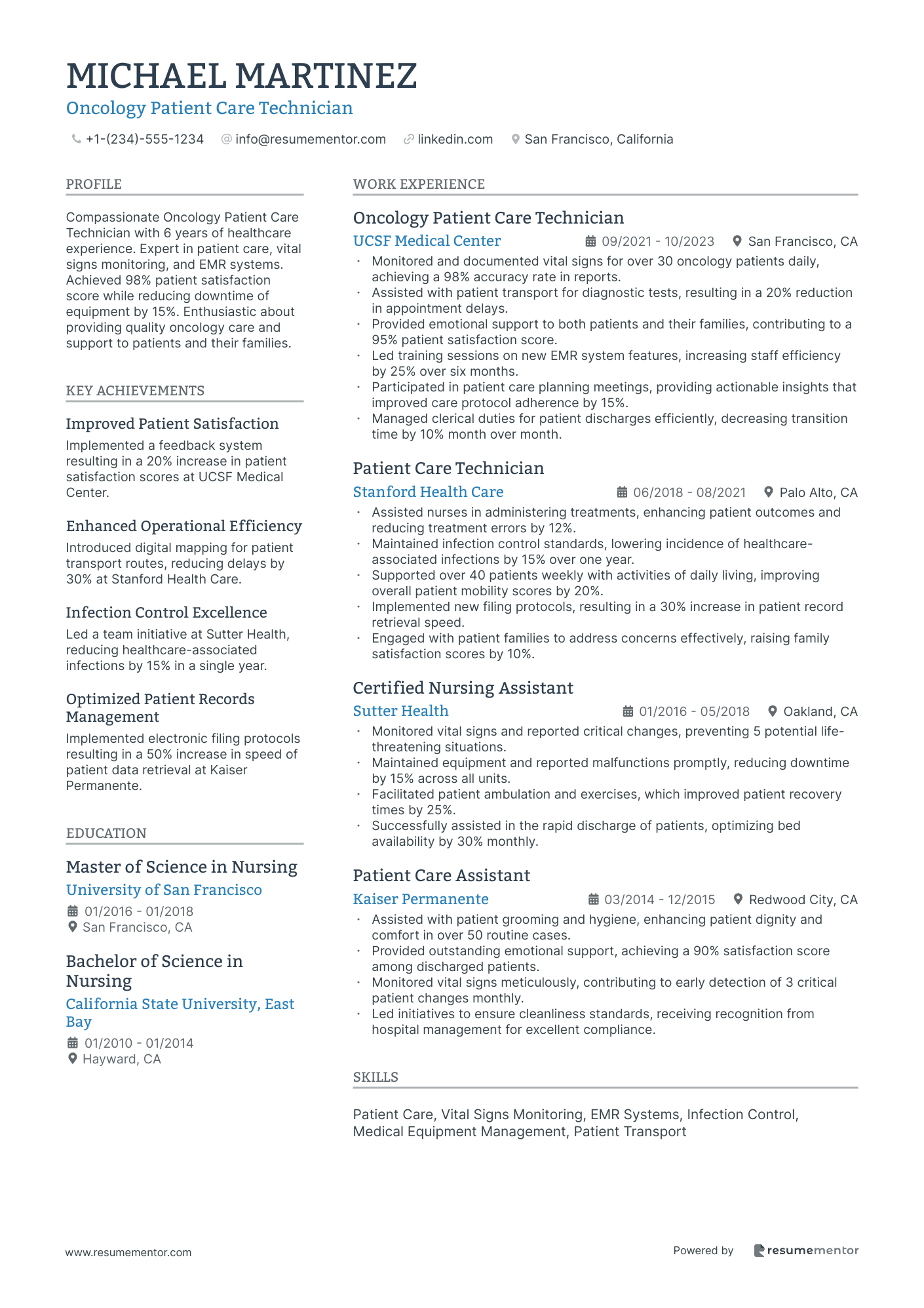 Oncology Patient Care Technician