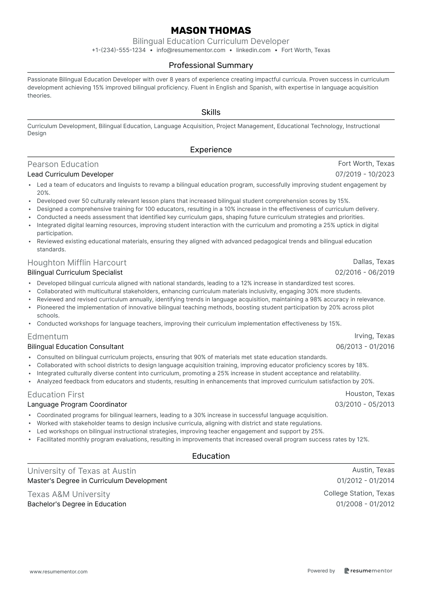 Bilingual Education Curriculum Developer