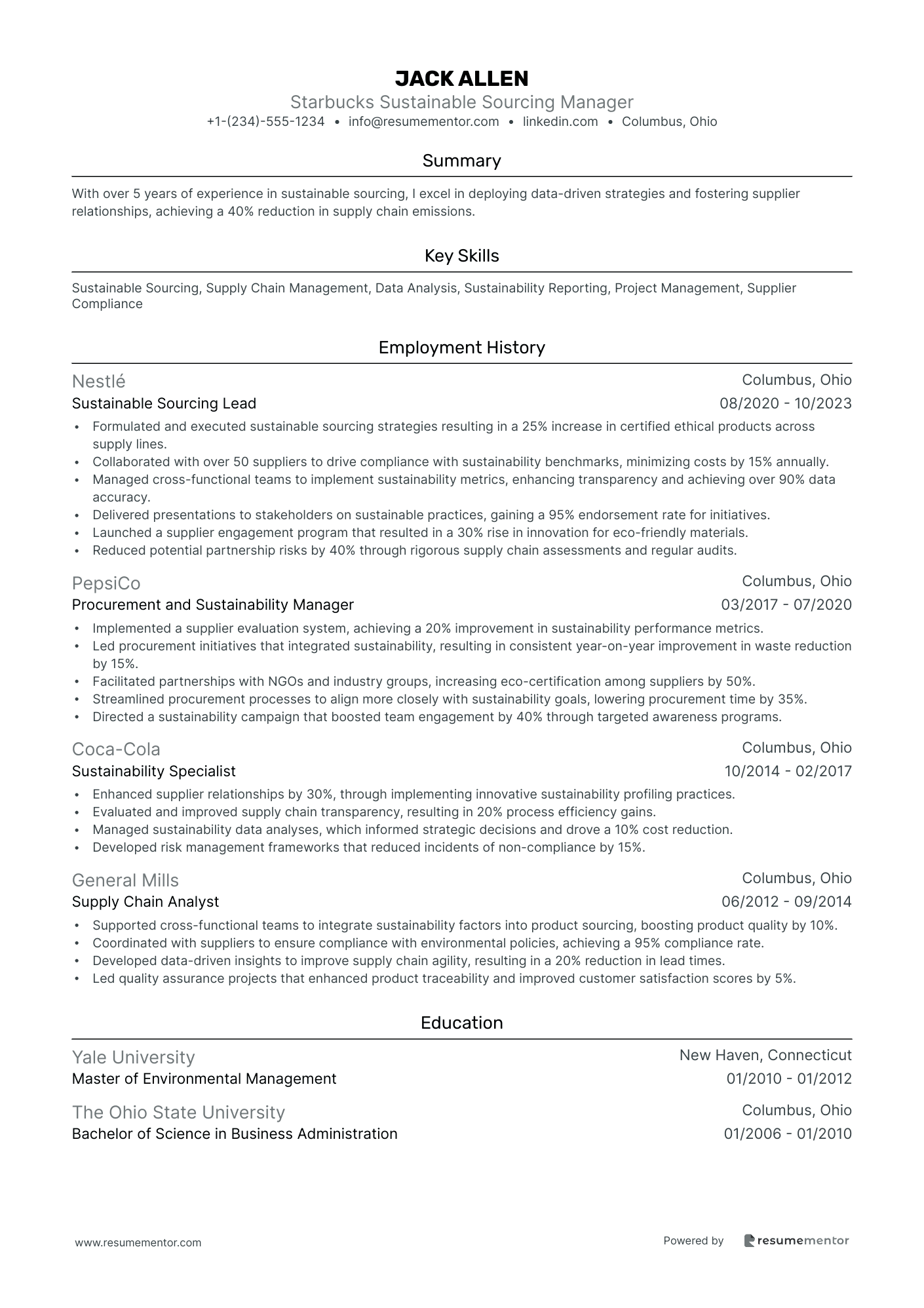 Starbucks Sustainable Sourcing Manager