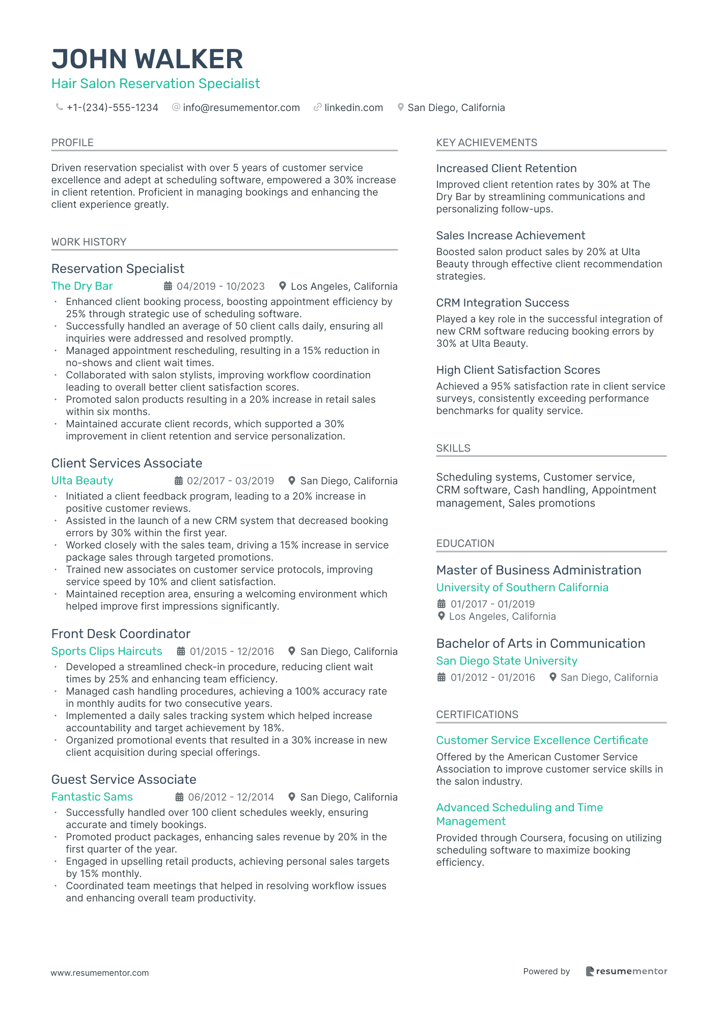 Hair Salon Reservation Specialist