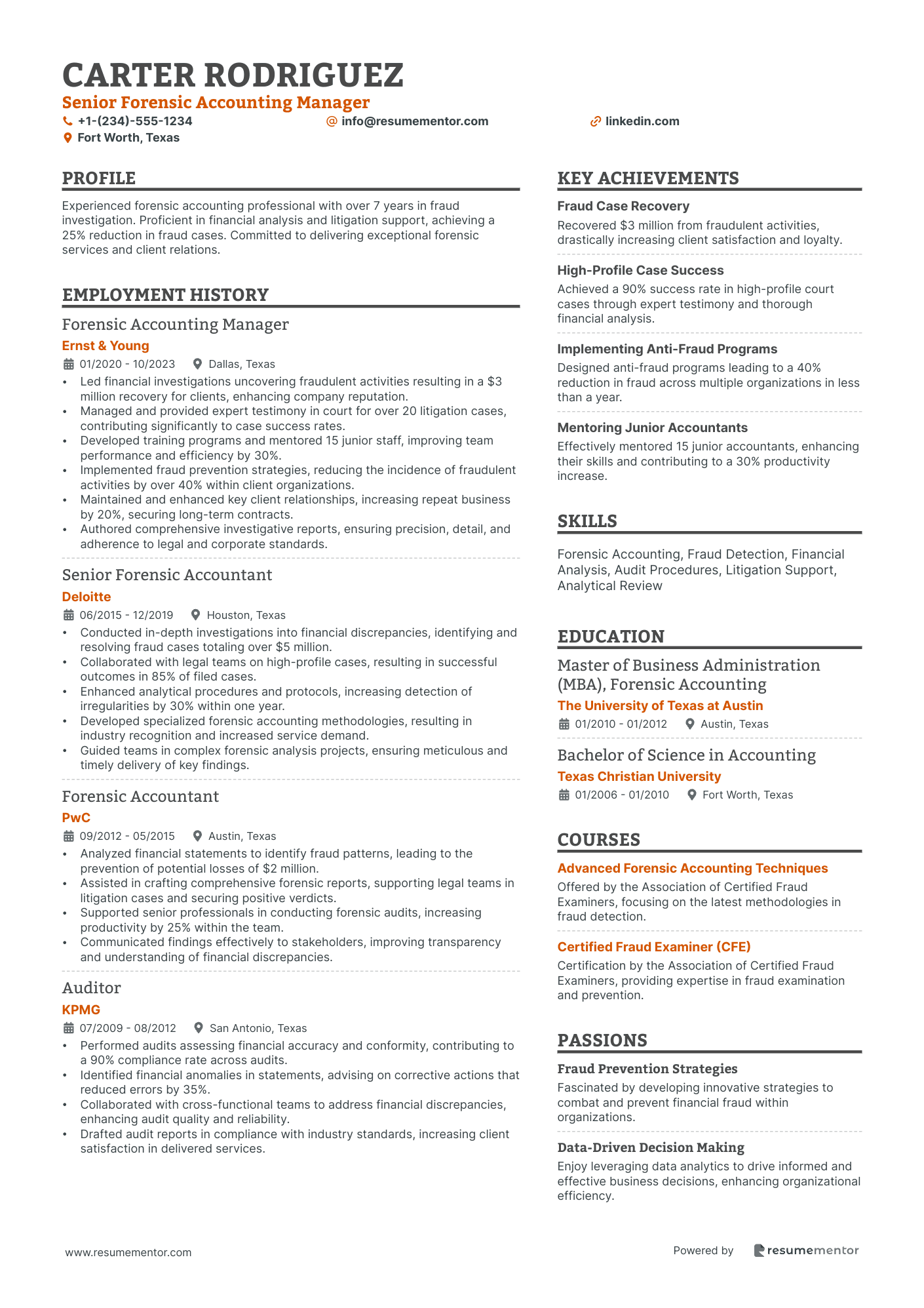 Senior Forensic Accounting Manager