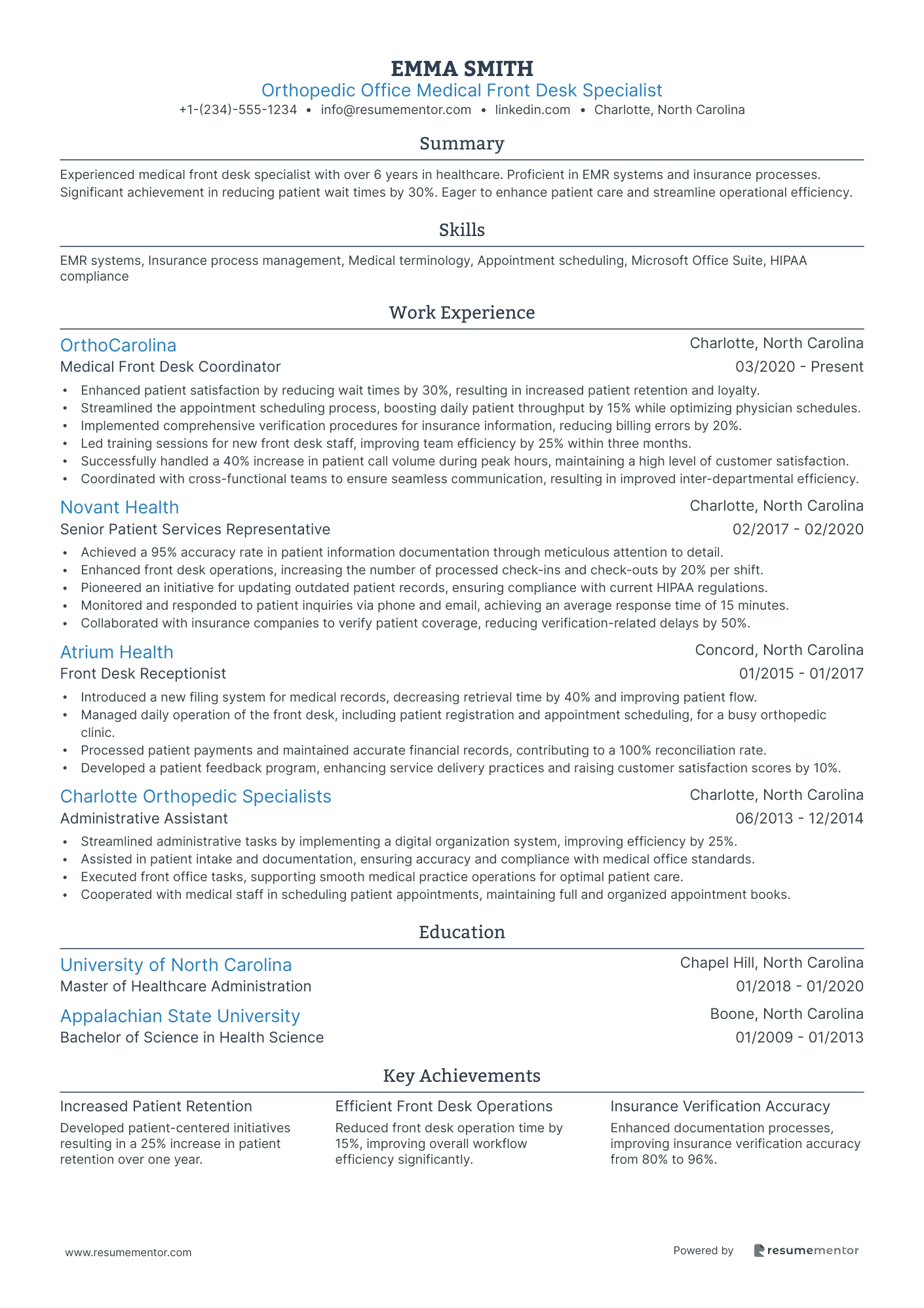 Orthopedic Office Medical Front Desk Specialist