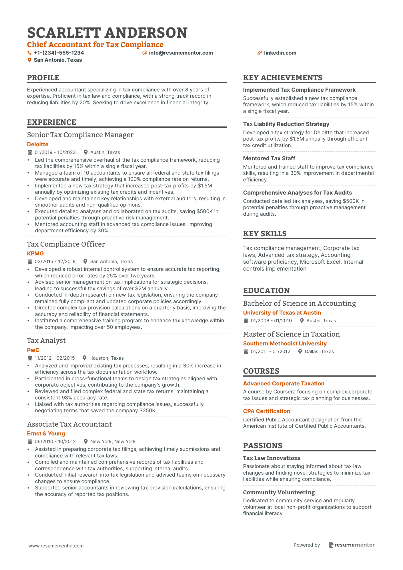 Chief Accountant for Tax Compliance