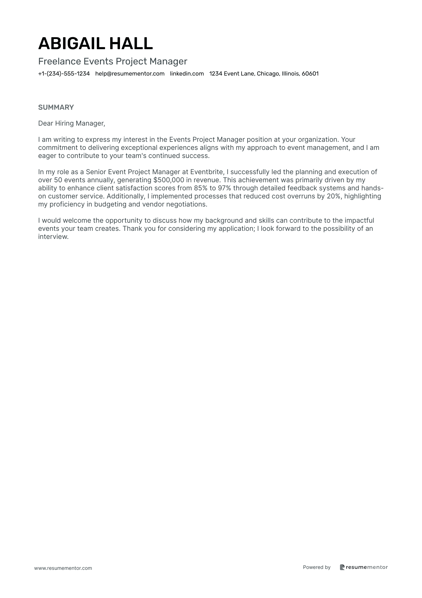 Freelance Events Project Manager