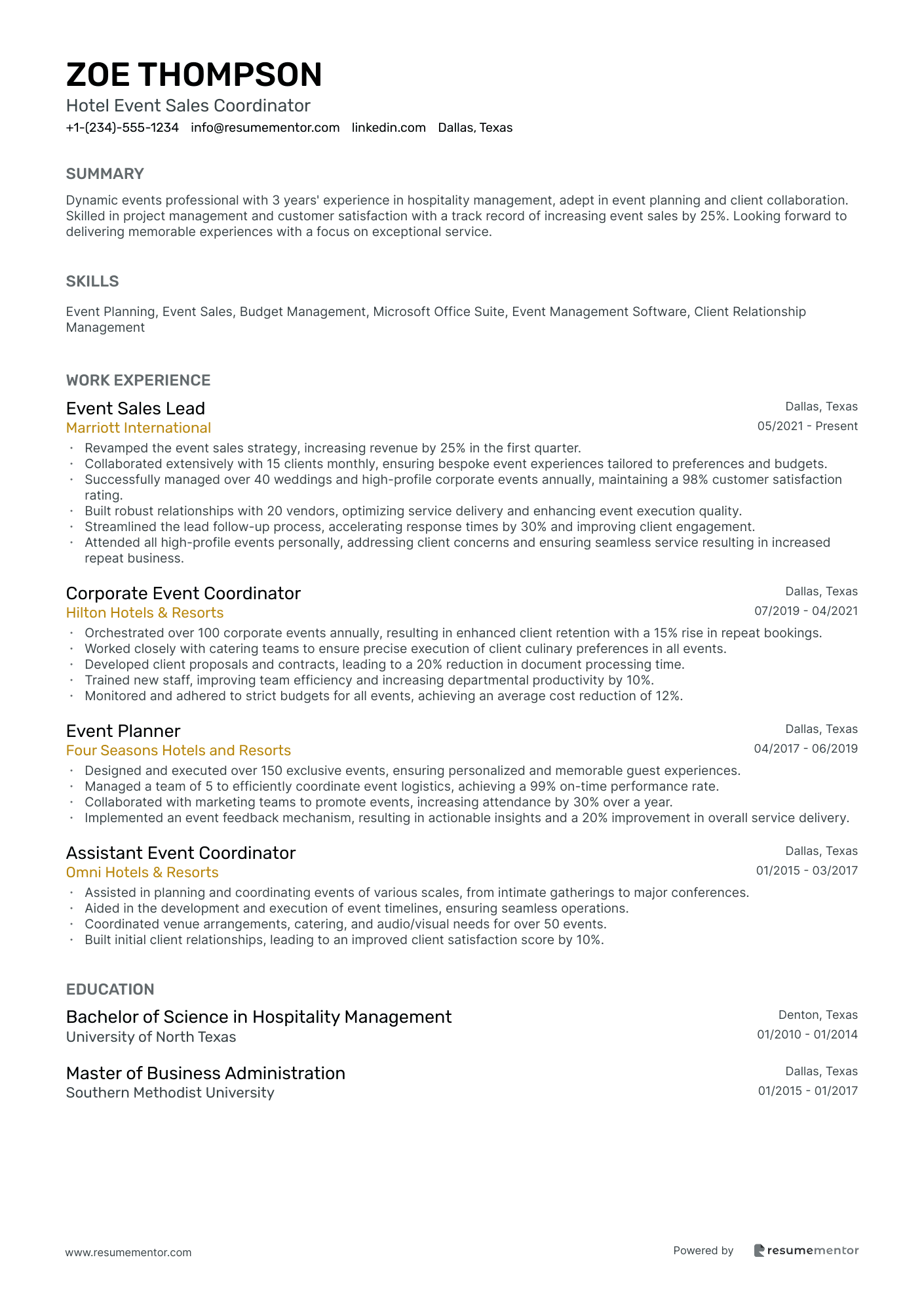 Hotel Event Sales Coordinator