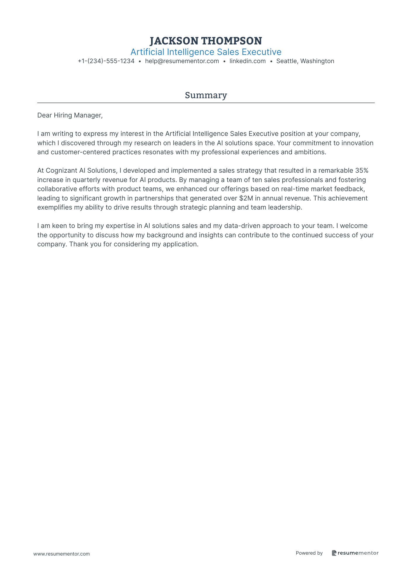 Artificial Intelligence Sales Executive