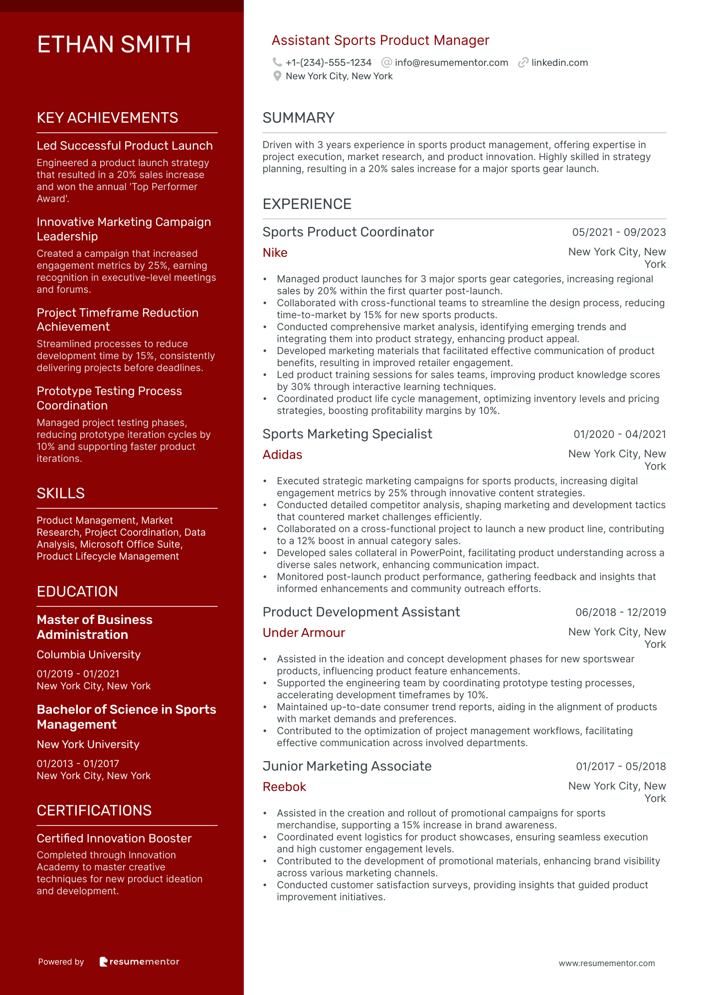 Assistant Sports Product Manager