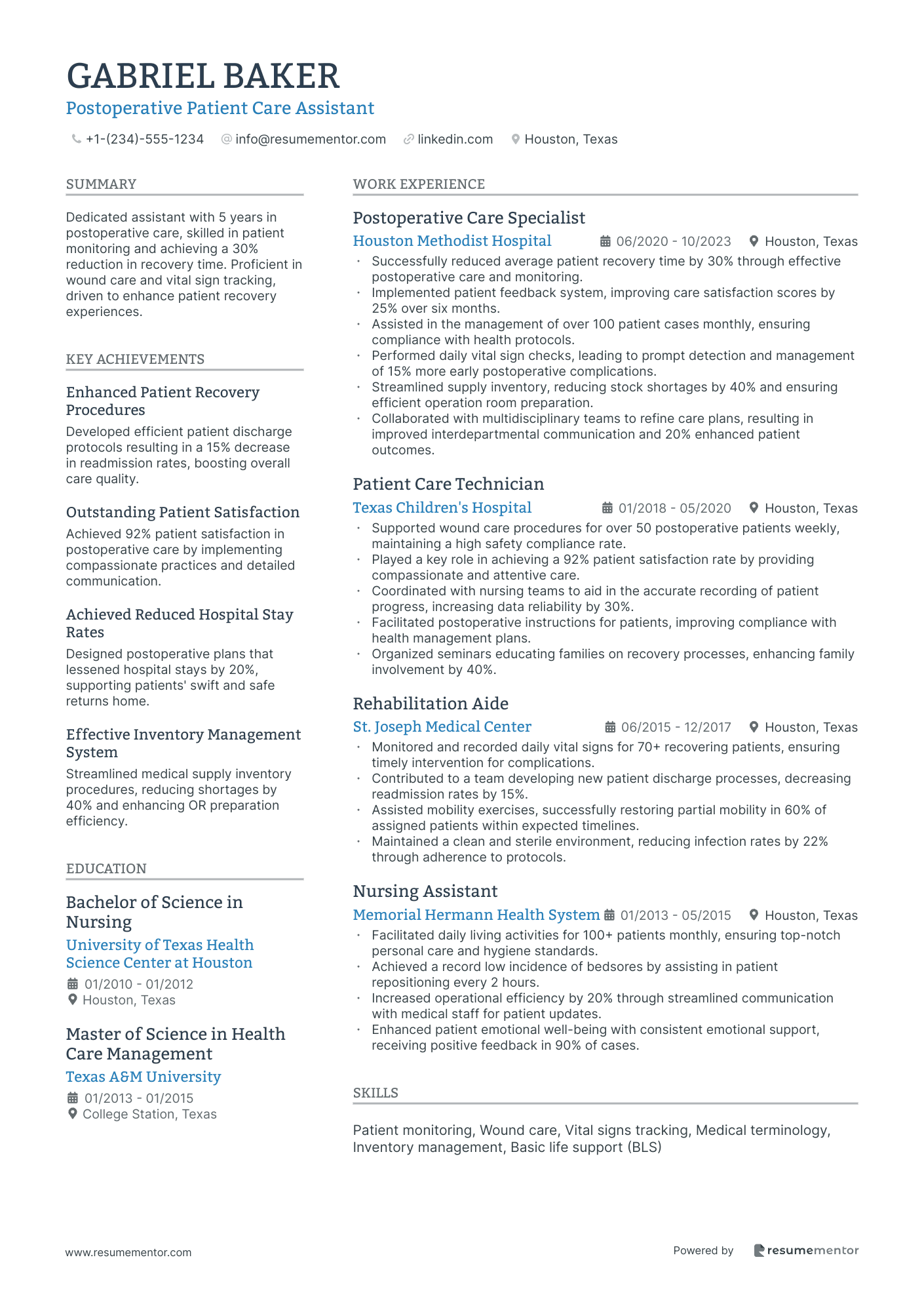 Postoperative Patient Care Assistant