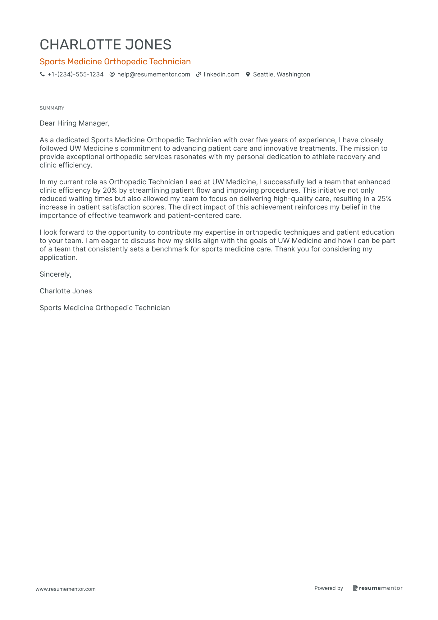 Sports Medicine Orthopedic Technician