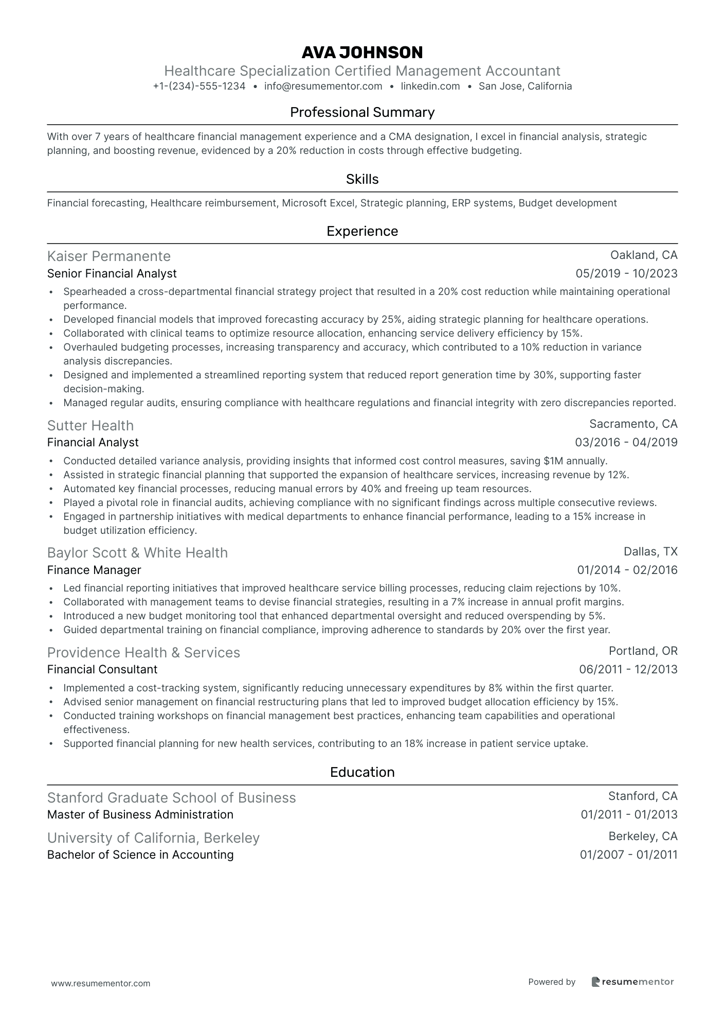Healthcare Specialization Certified Management Accountant