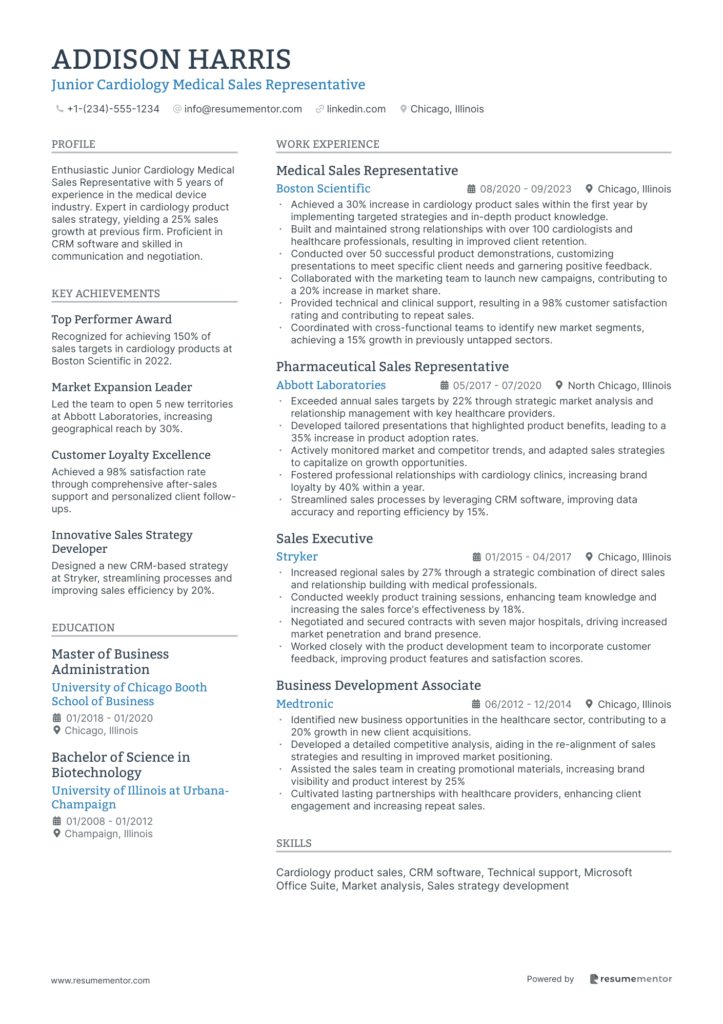 Junior Cardiology Medical Sales Representative
