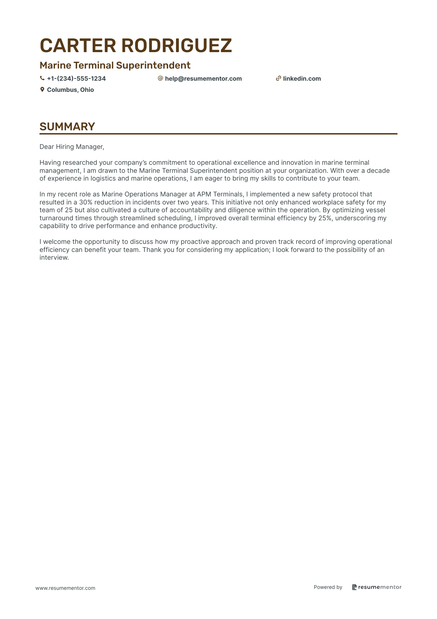 Marine Terminal Superintendent