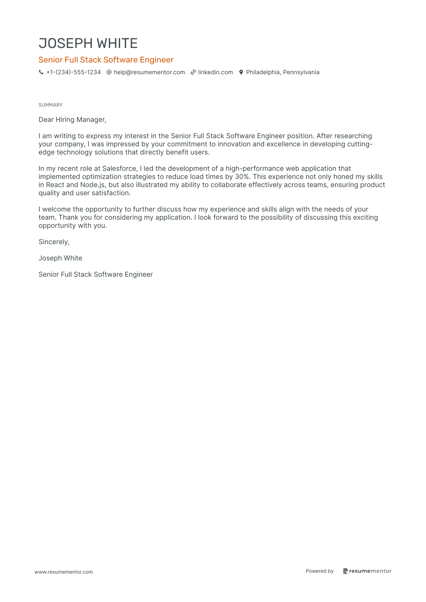 Senior Full Stack Software Engineer
