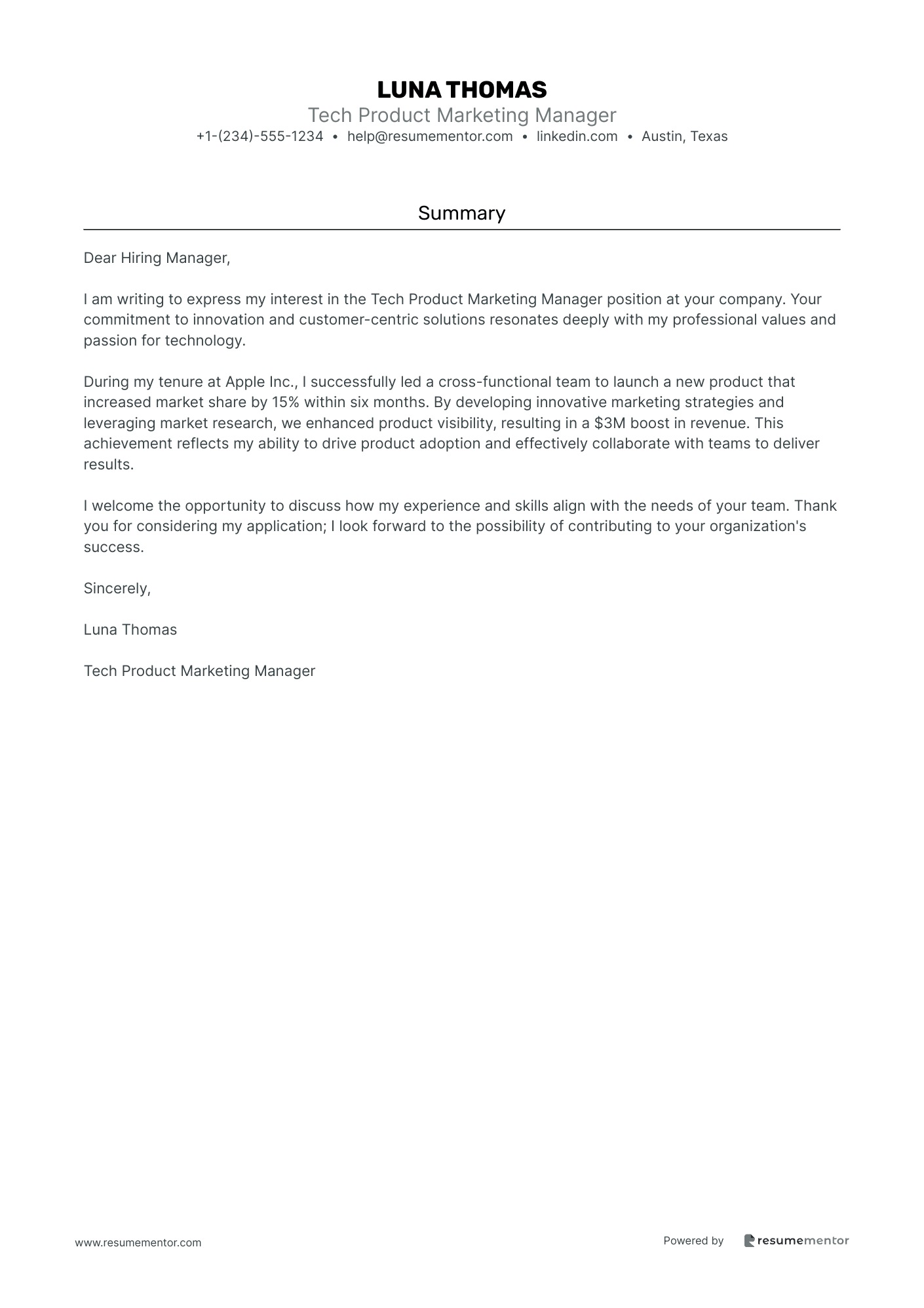 Tech Product Marketing Manager
