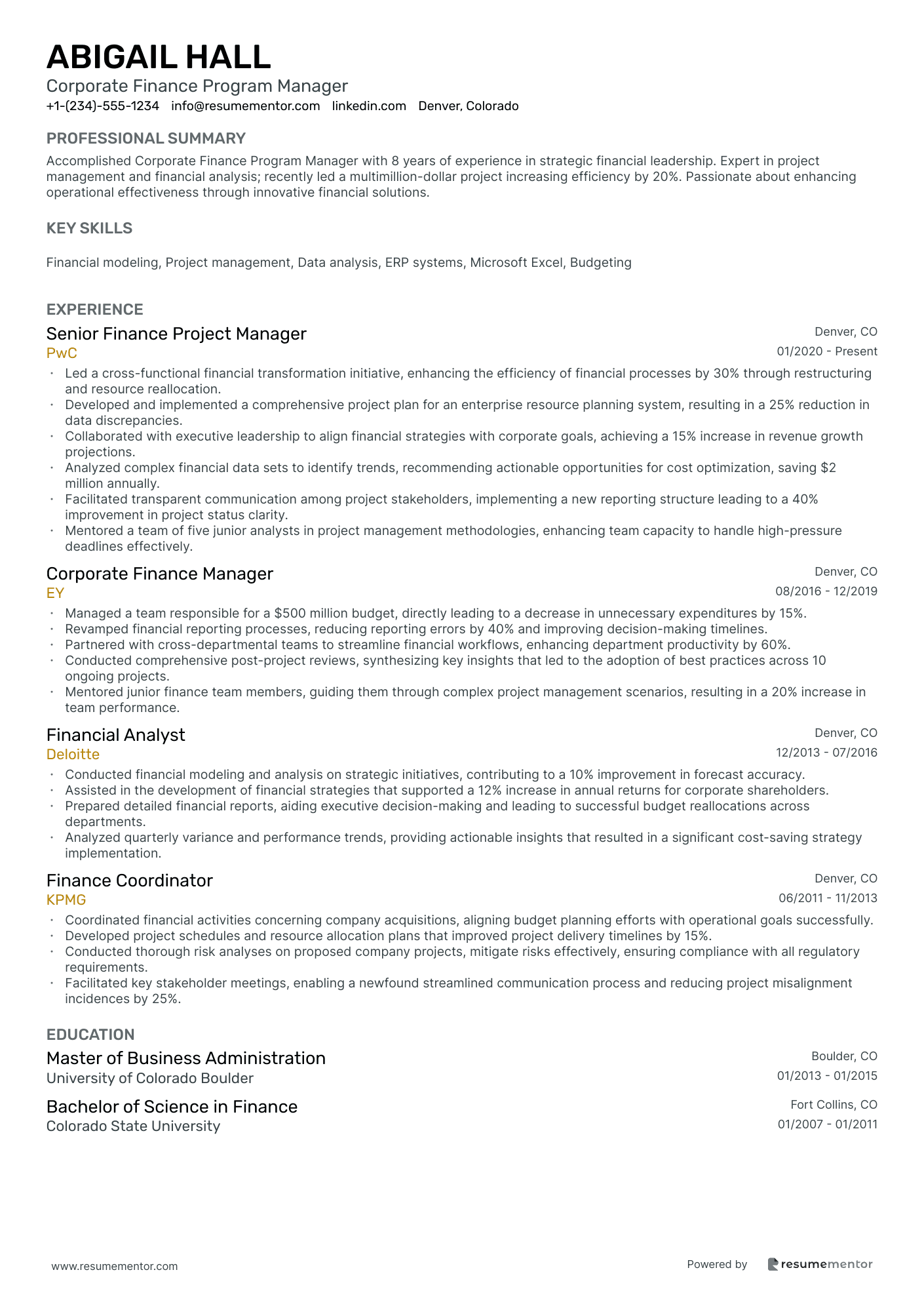 Corporate Finance Program Manager
