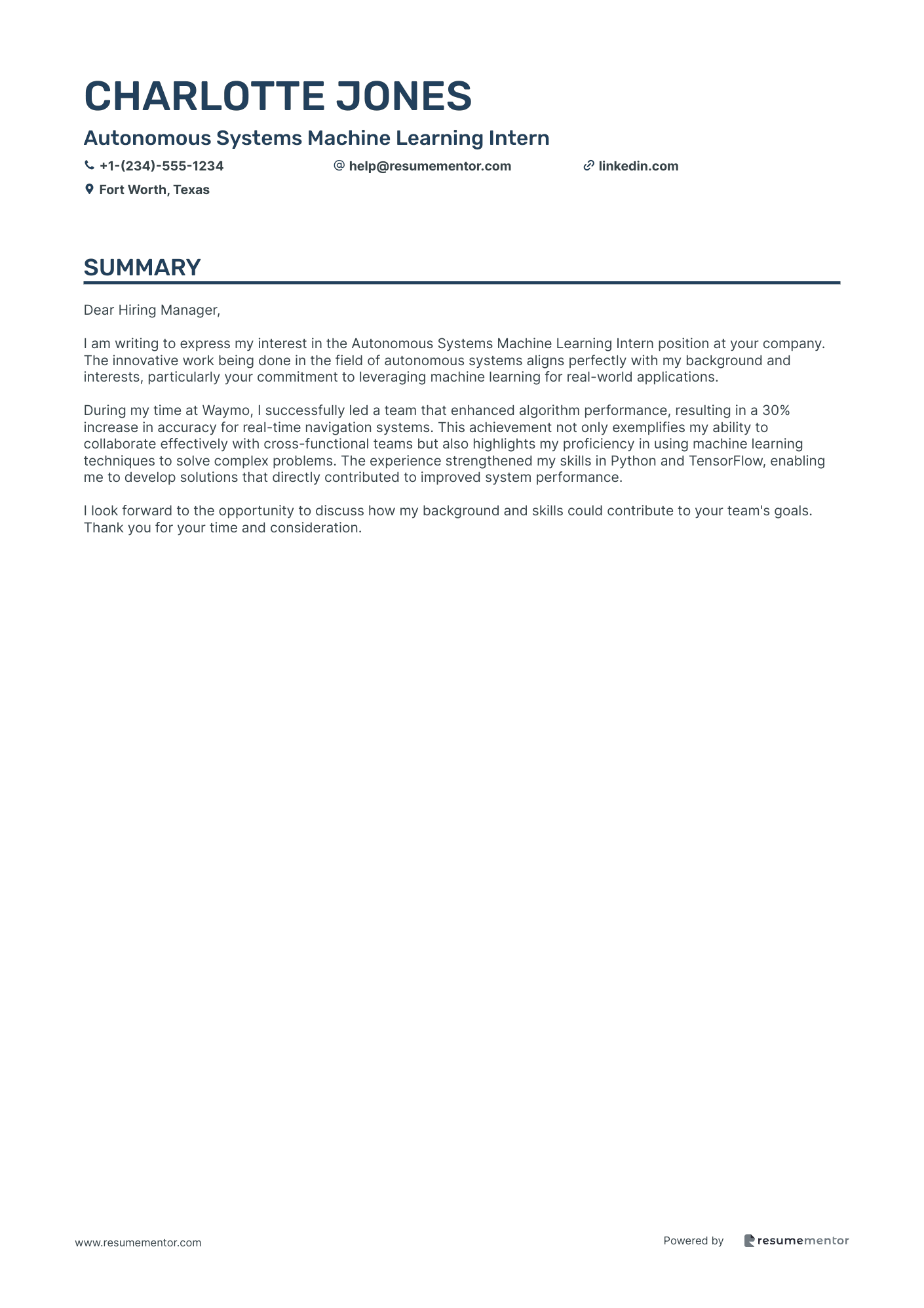 Autonomous Systems Machine Learning Intern