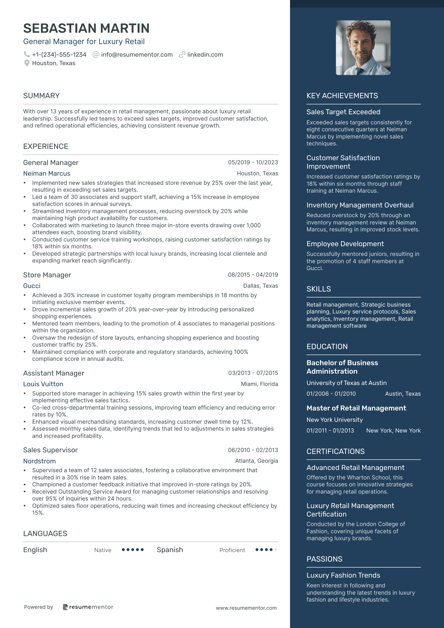 General Manager for Luxury Retail