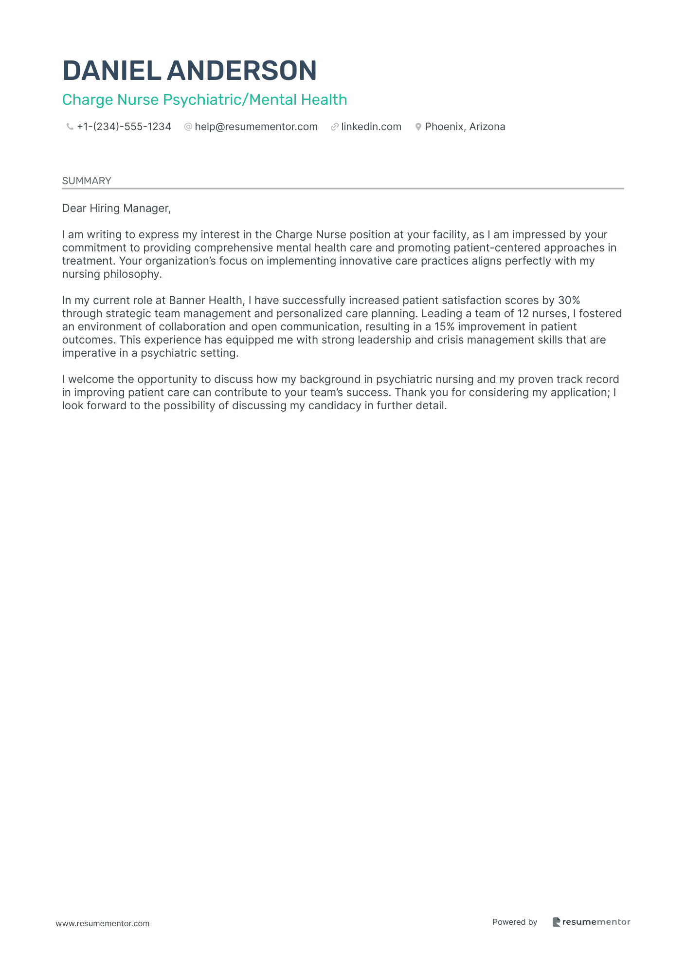 Charge Nurse Psychiatric/Mental Health
