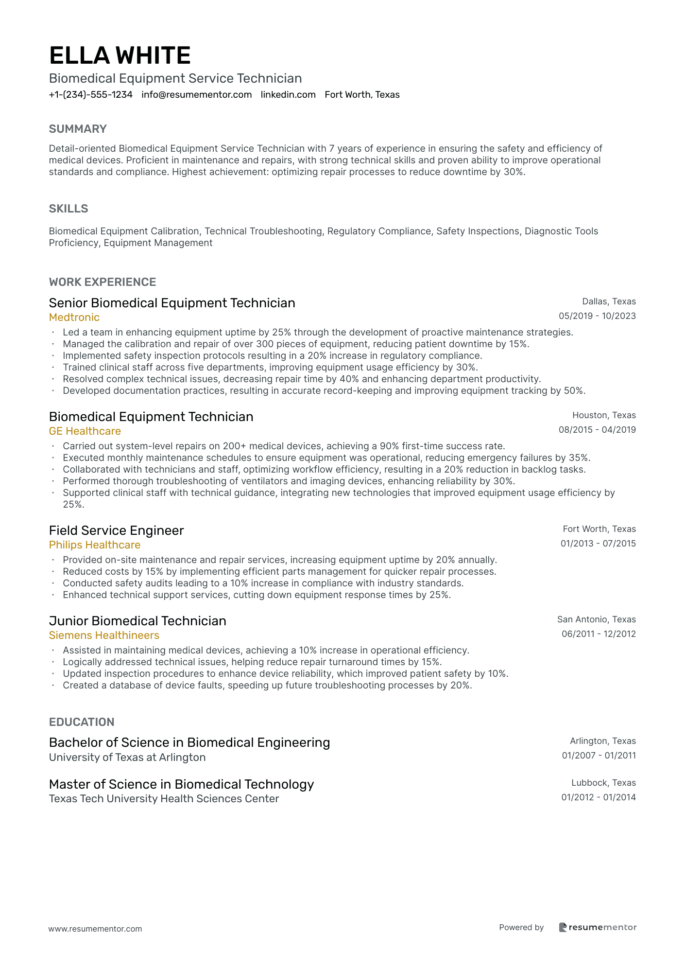 Biomedical Equipment Service Technician