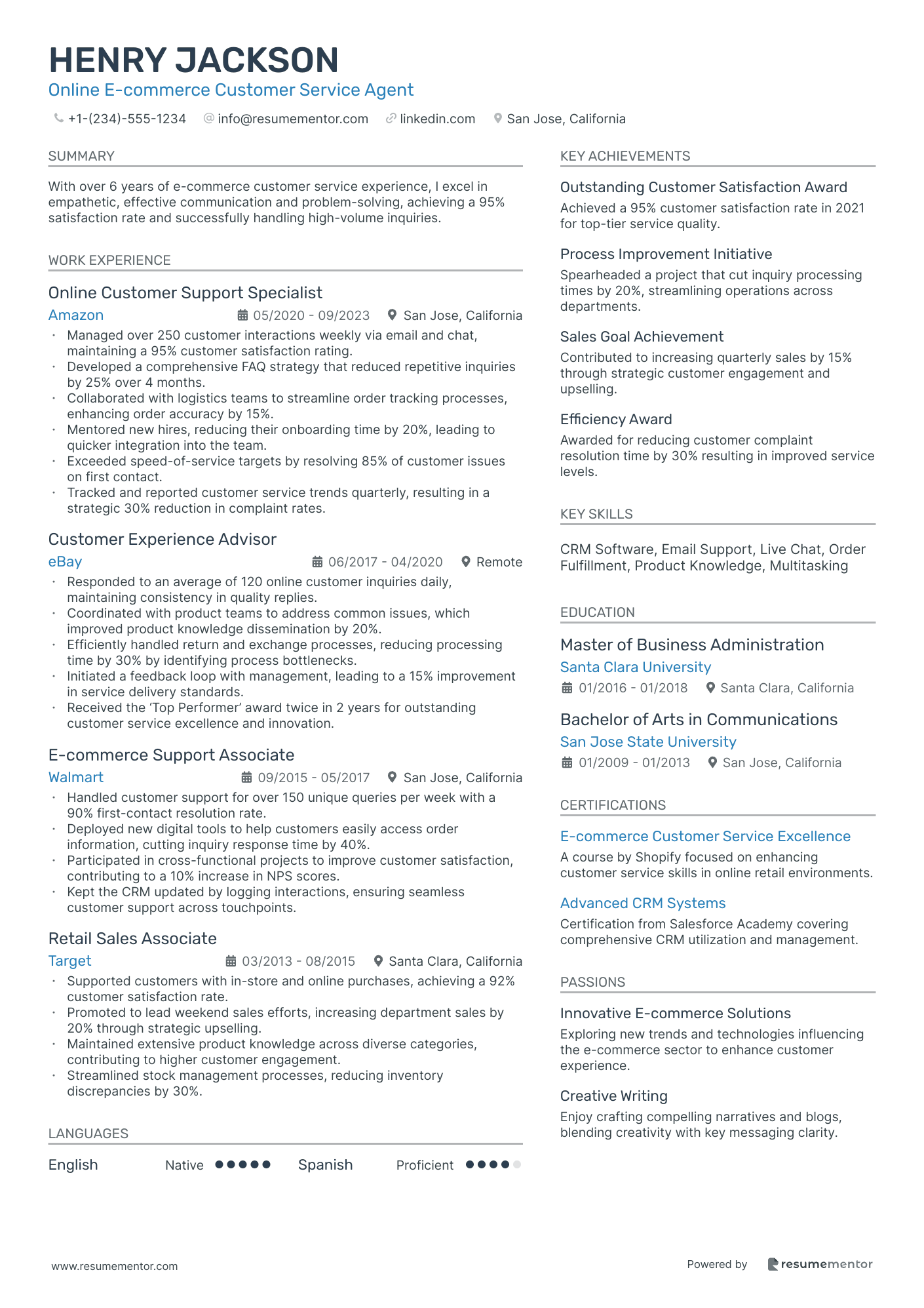 Online E commerce Customer Service Agent