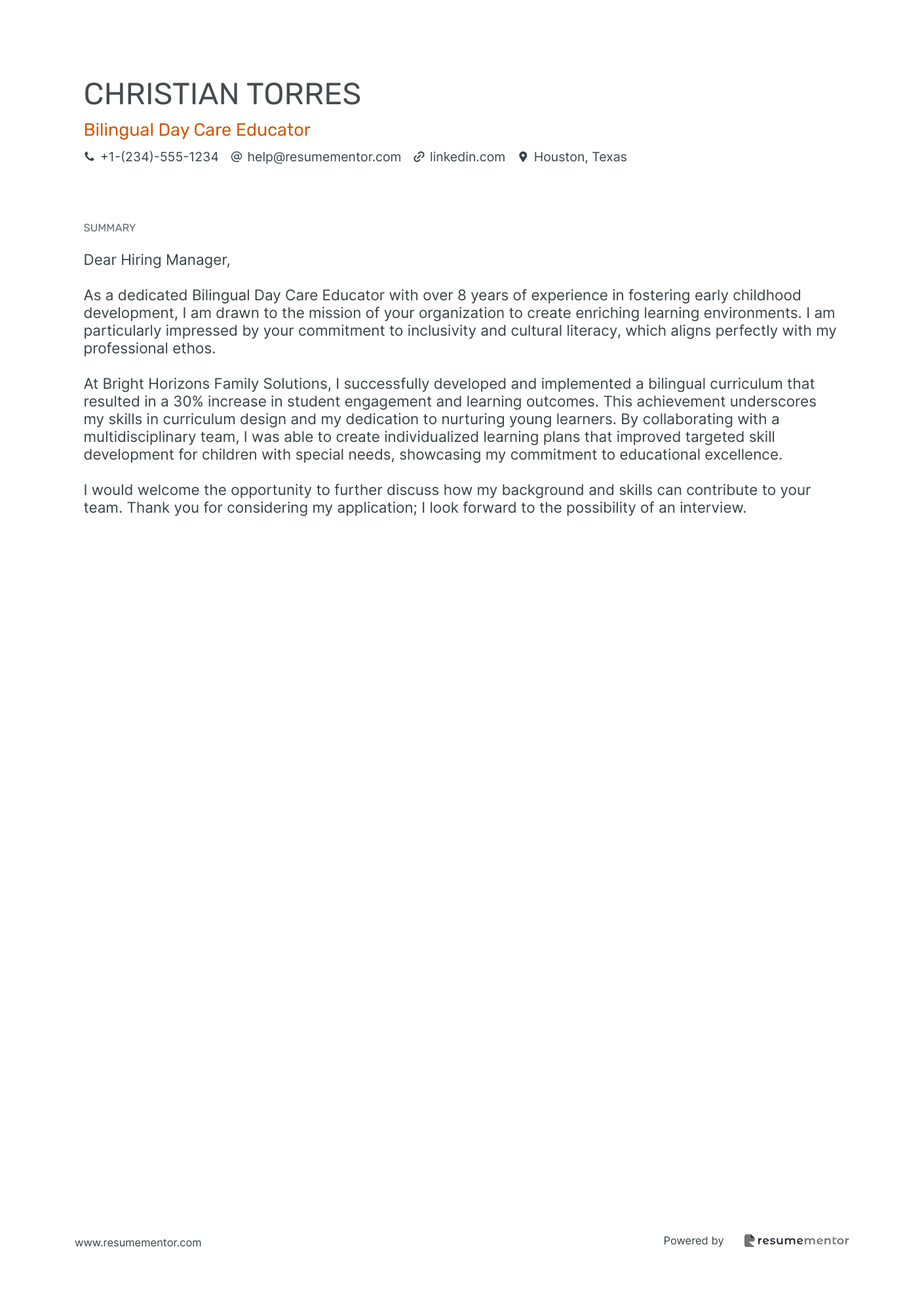 Bilingual Day Care Educator