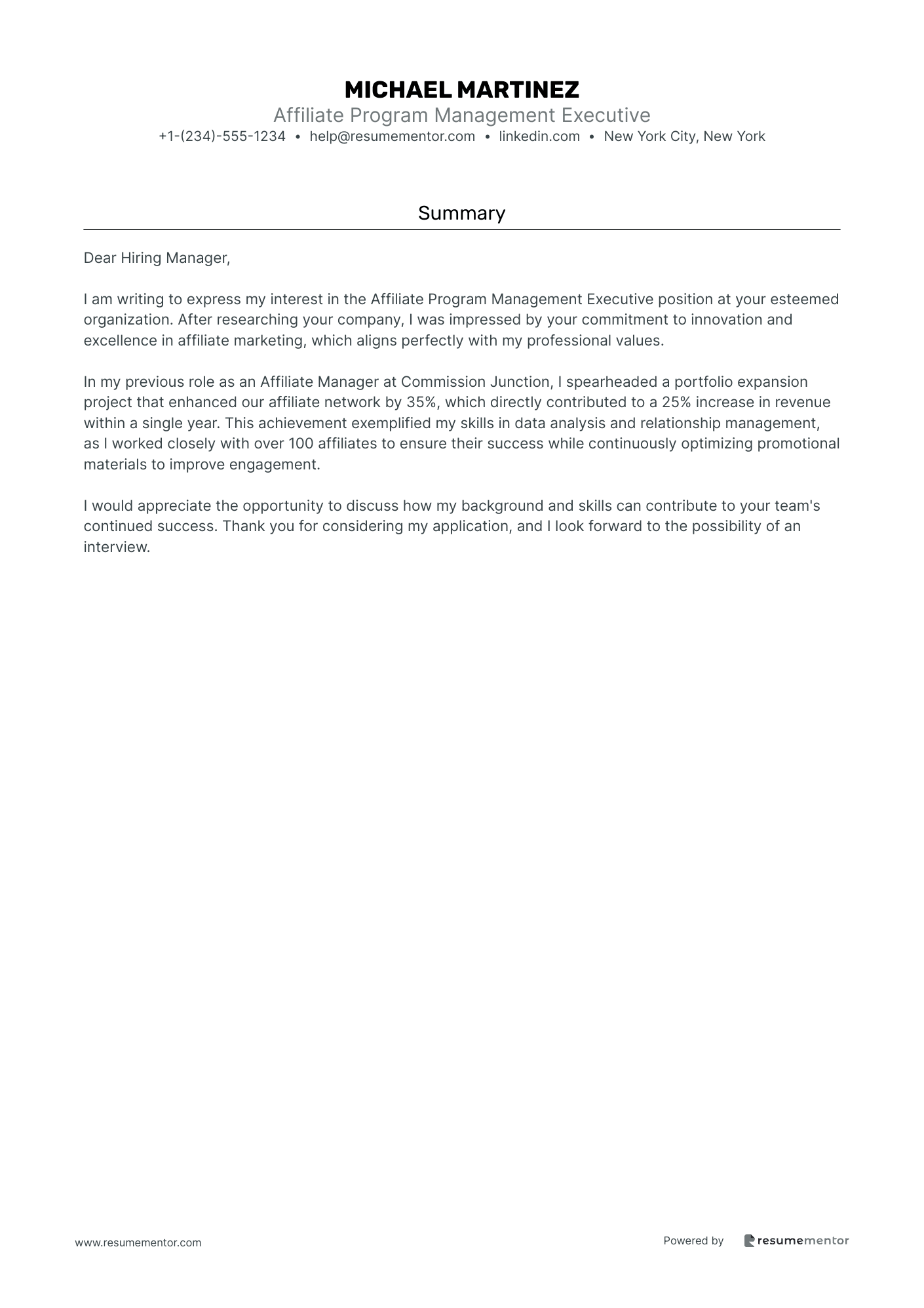 Affiliate Program Management Executive