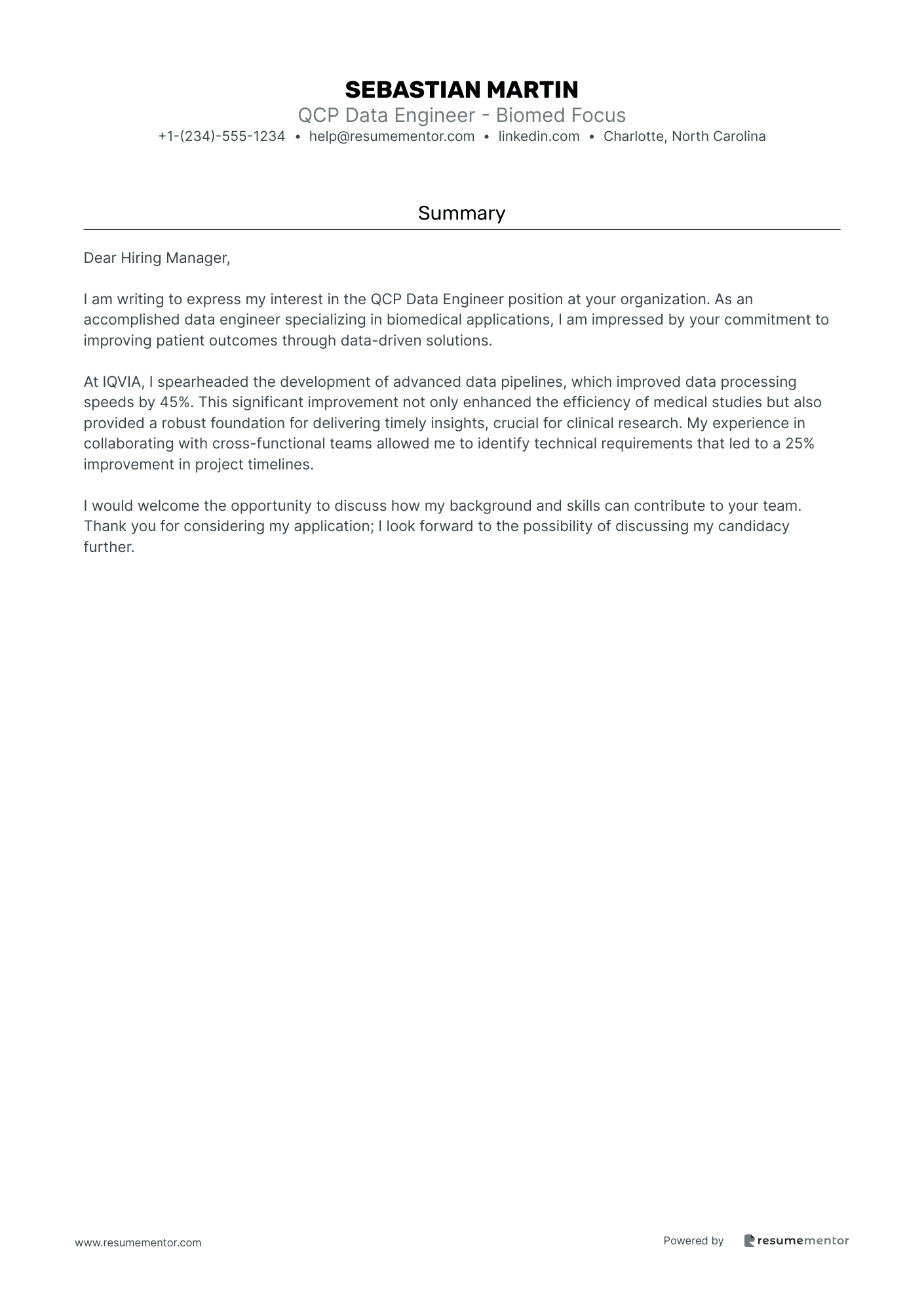 QCP Data Engineer   Biomed Focus