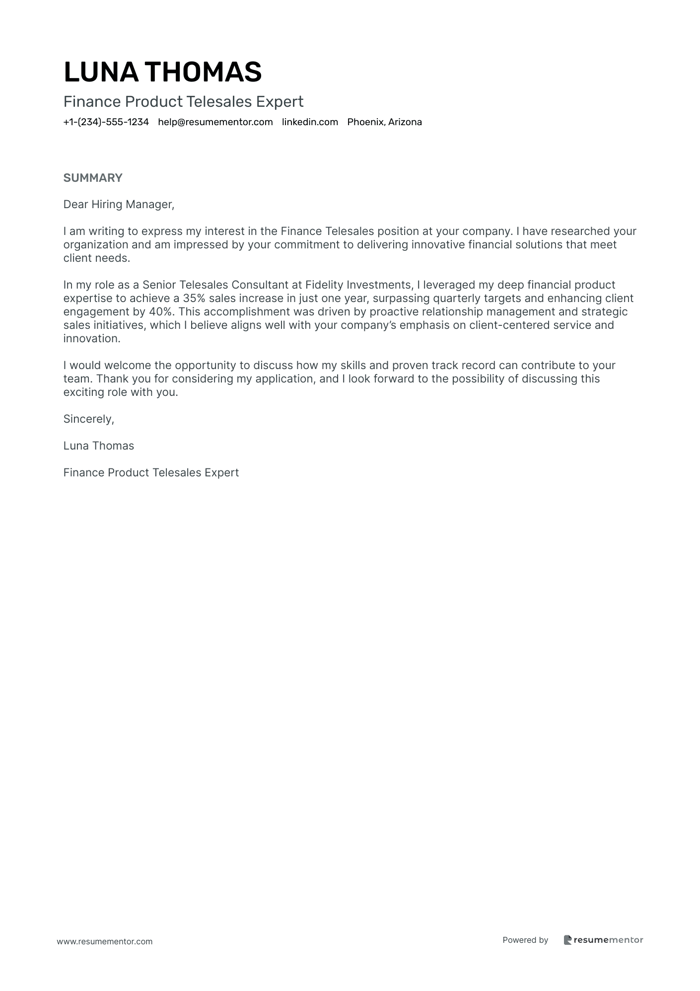 Finance Product Telesales Expert