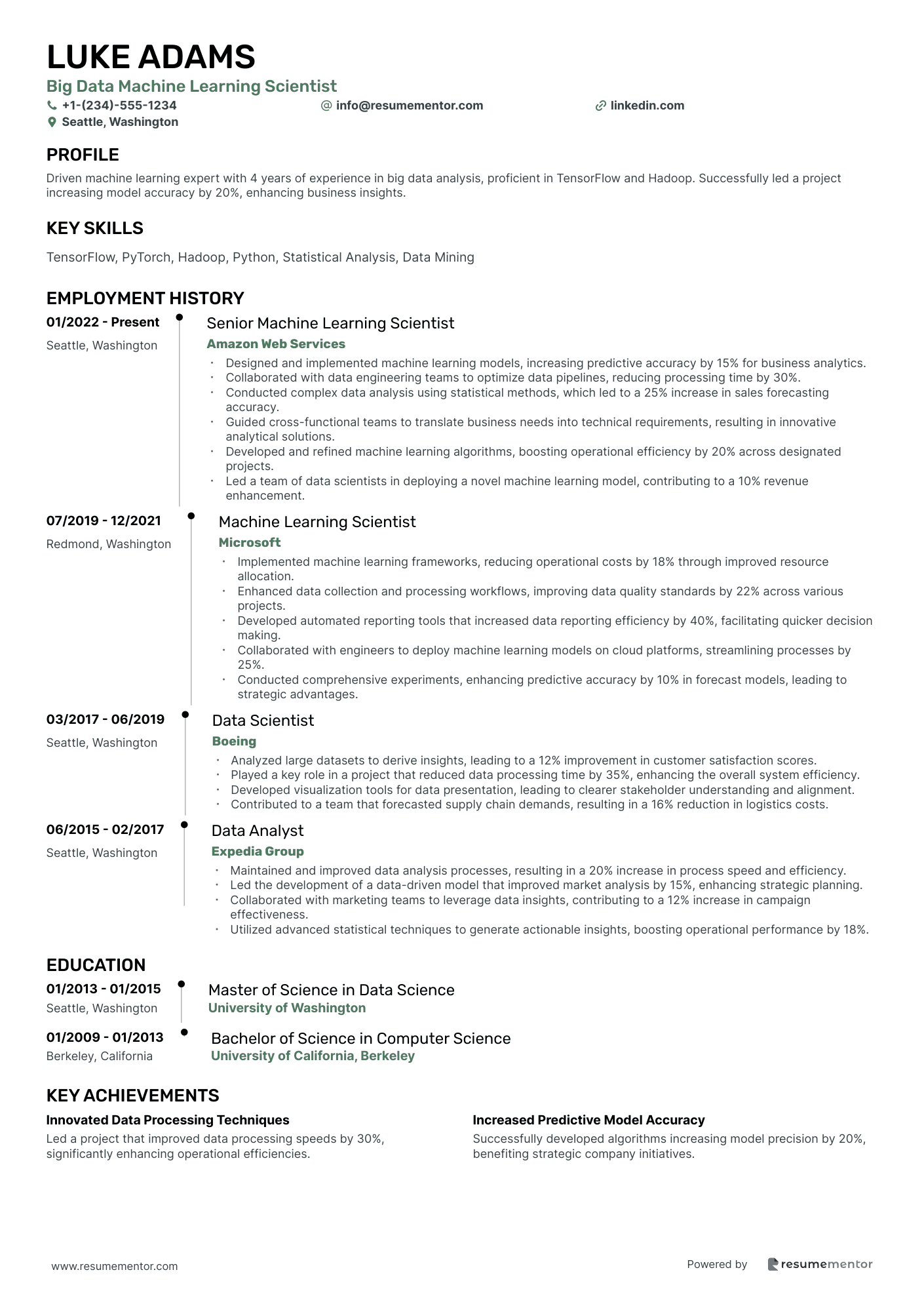 Big Data Machine Learning Scientist