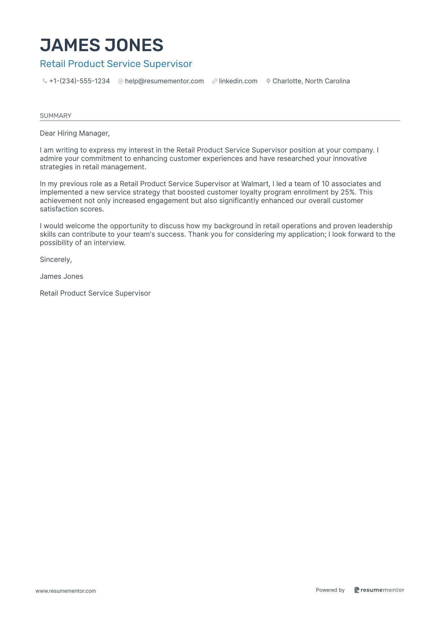 Retail Product Service Supervisor