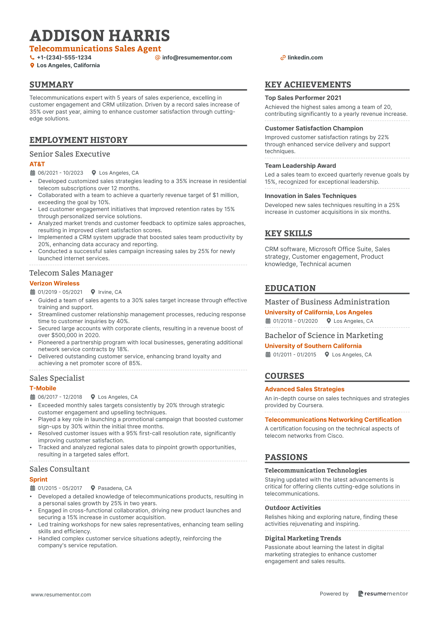 Telecommunications Sales Agent