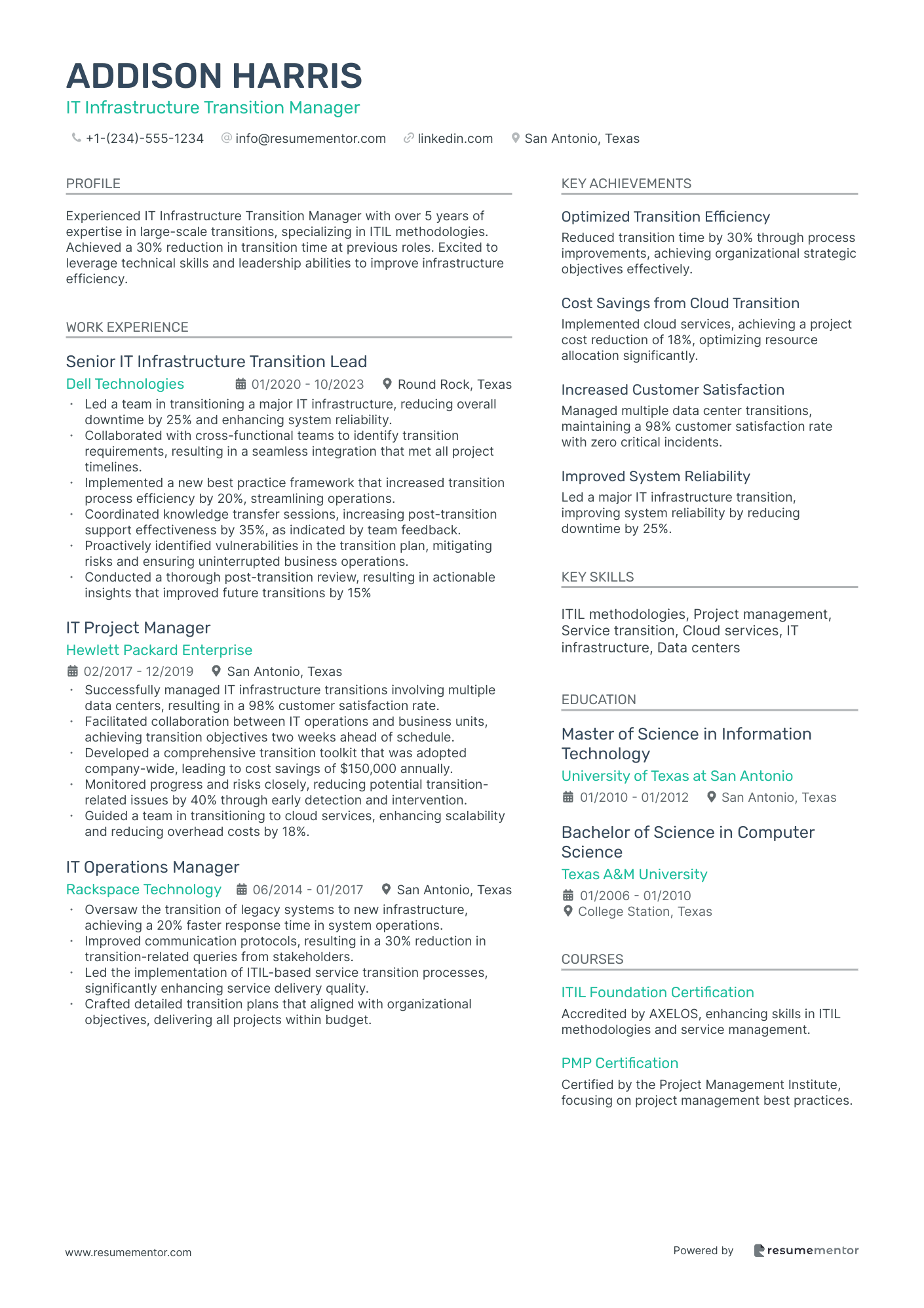 IT Infrastructure Transition Manager