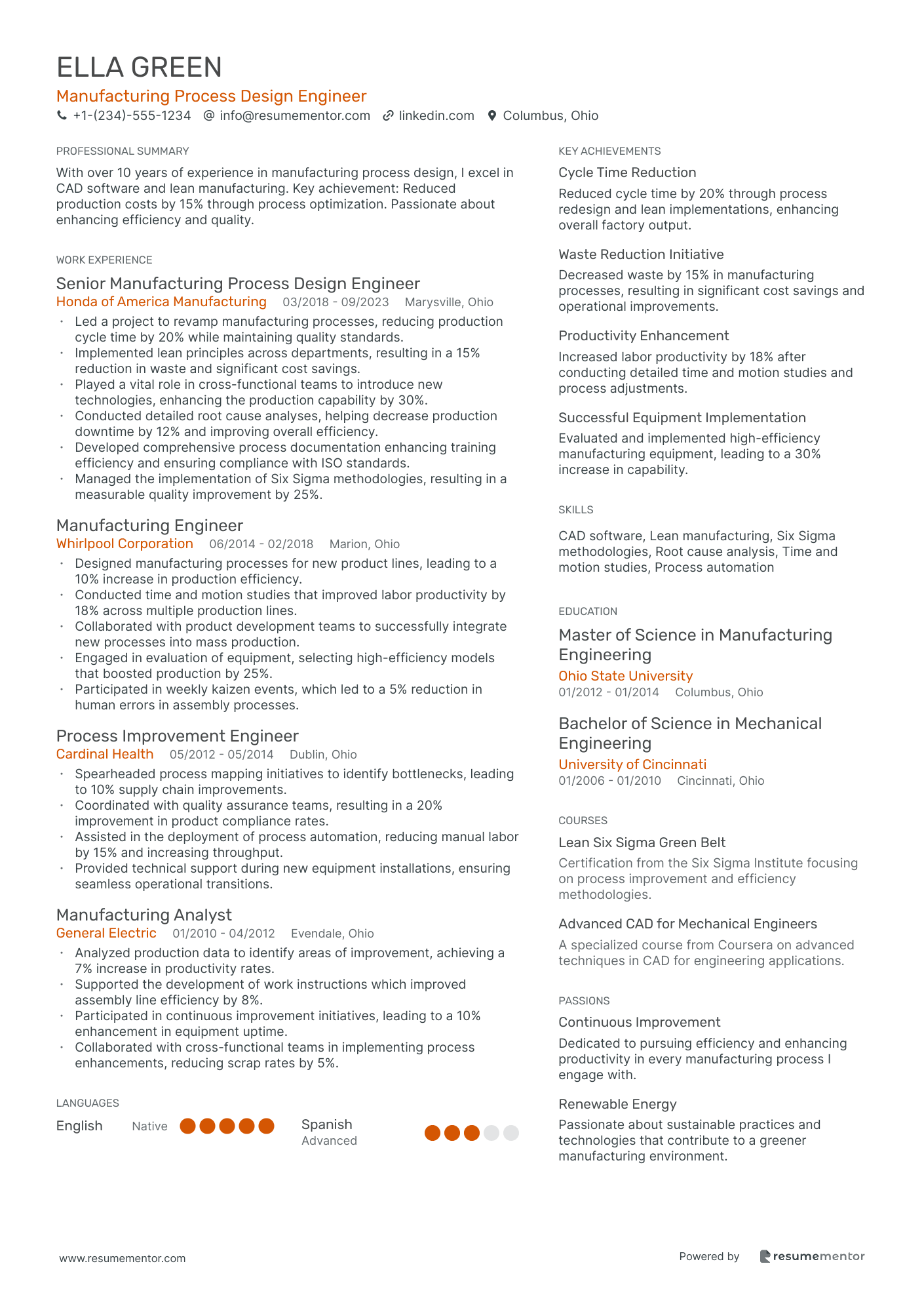 Manufacturing Process Design Engineer