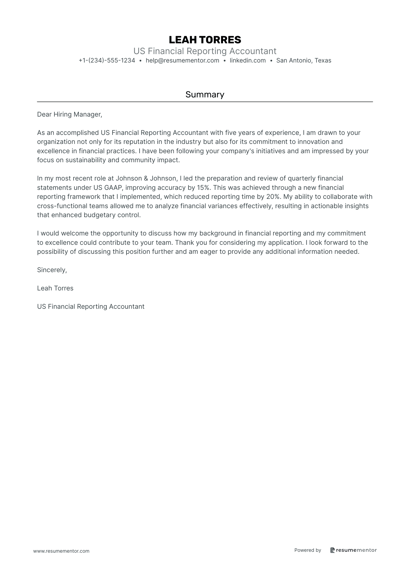 US Financial Reporting Accountant