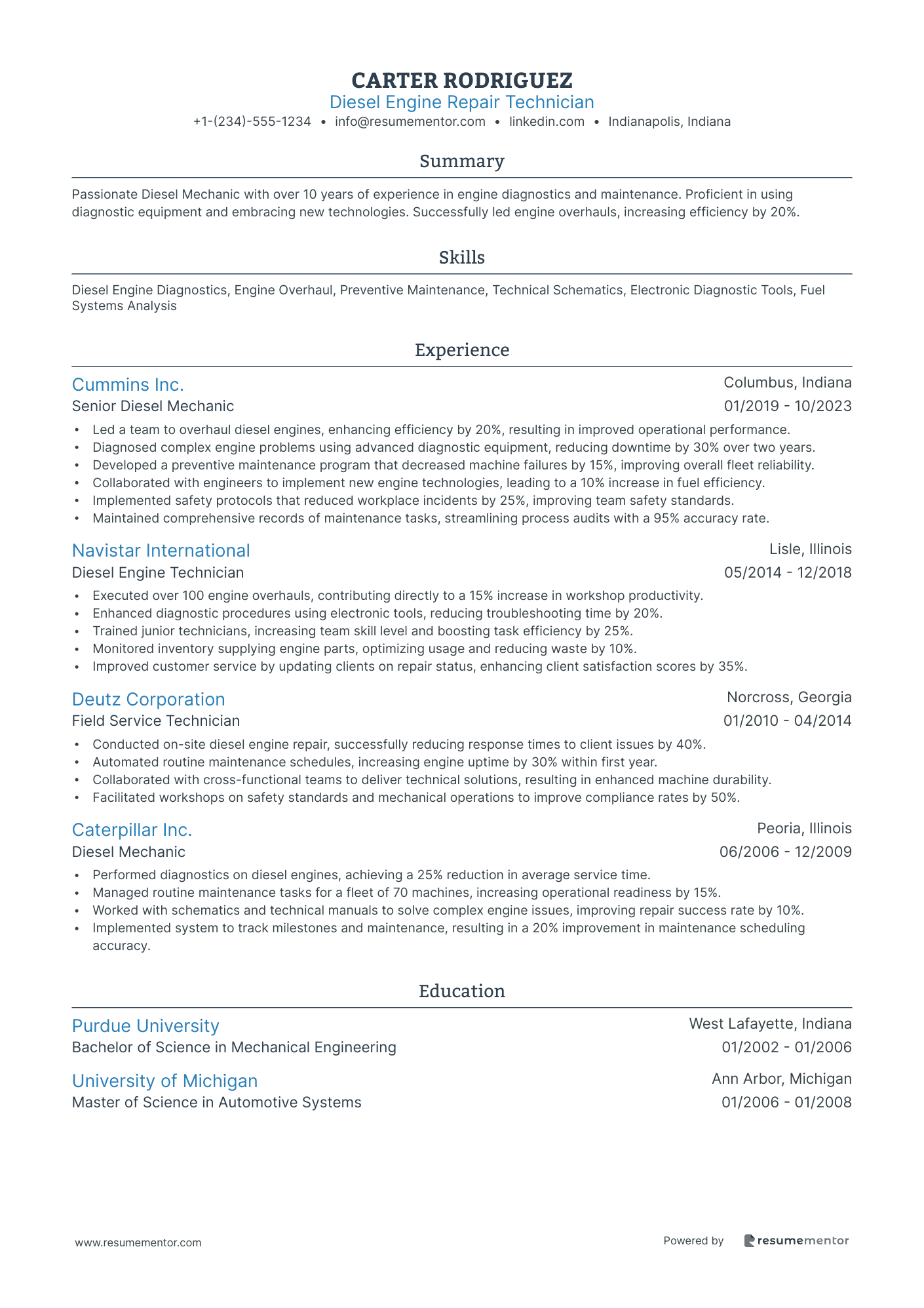 Diesel Engine Repair Technician