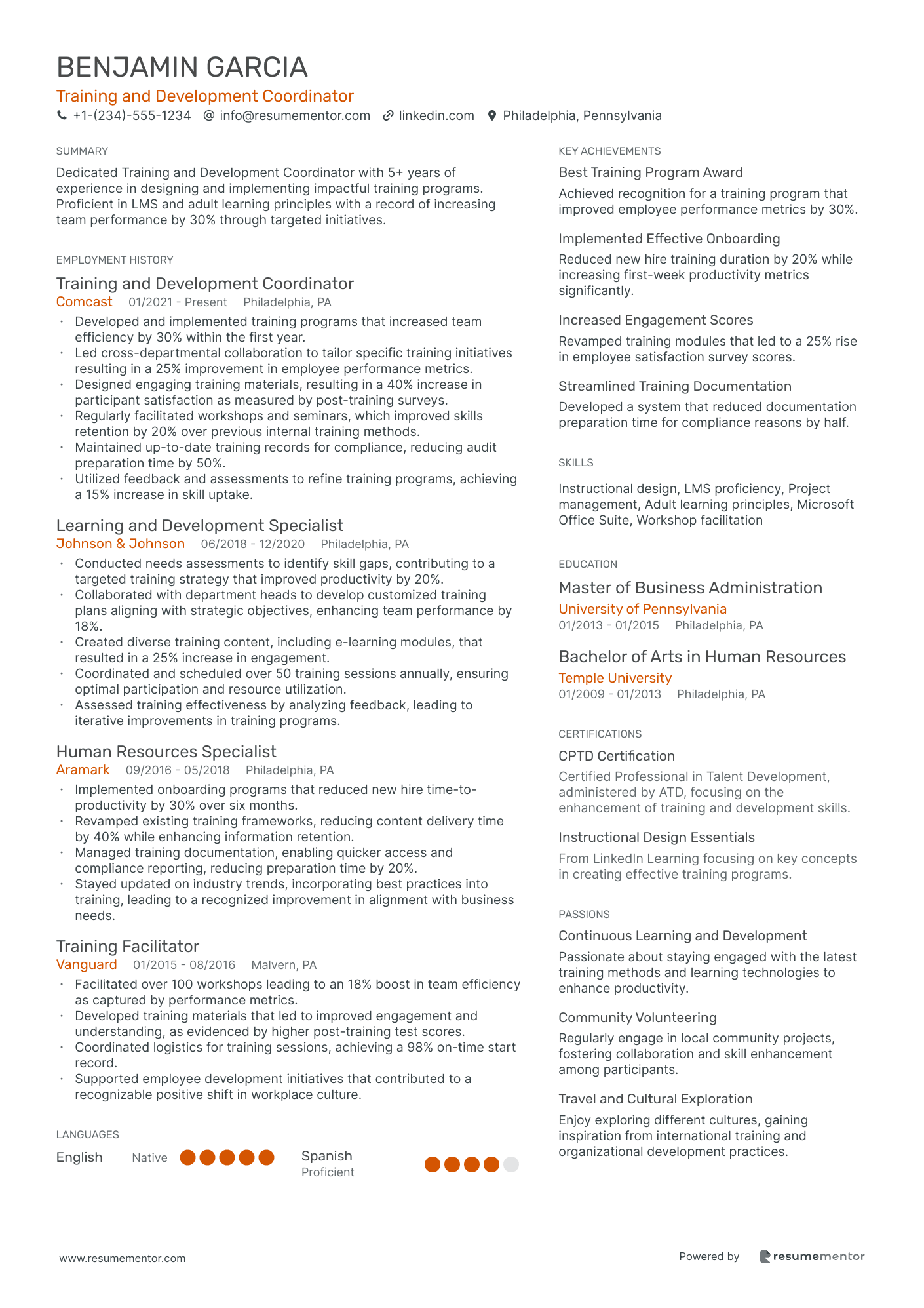 Training and Development Coordinator