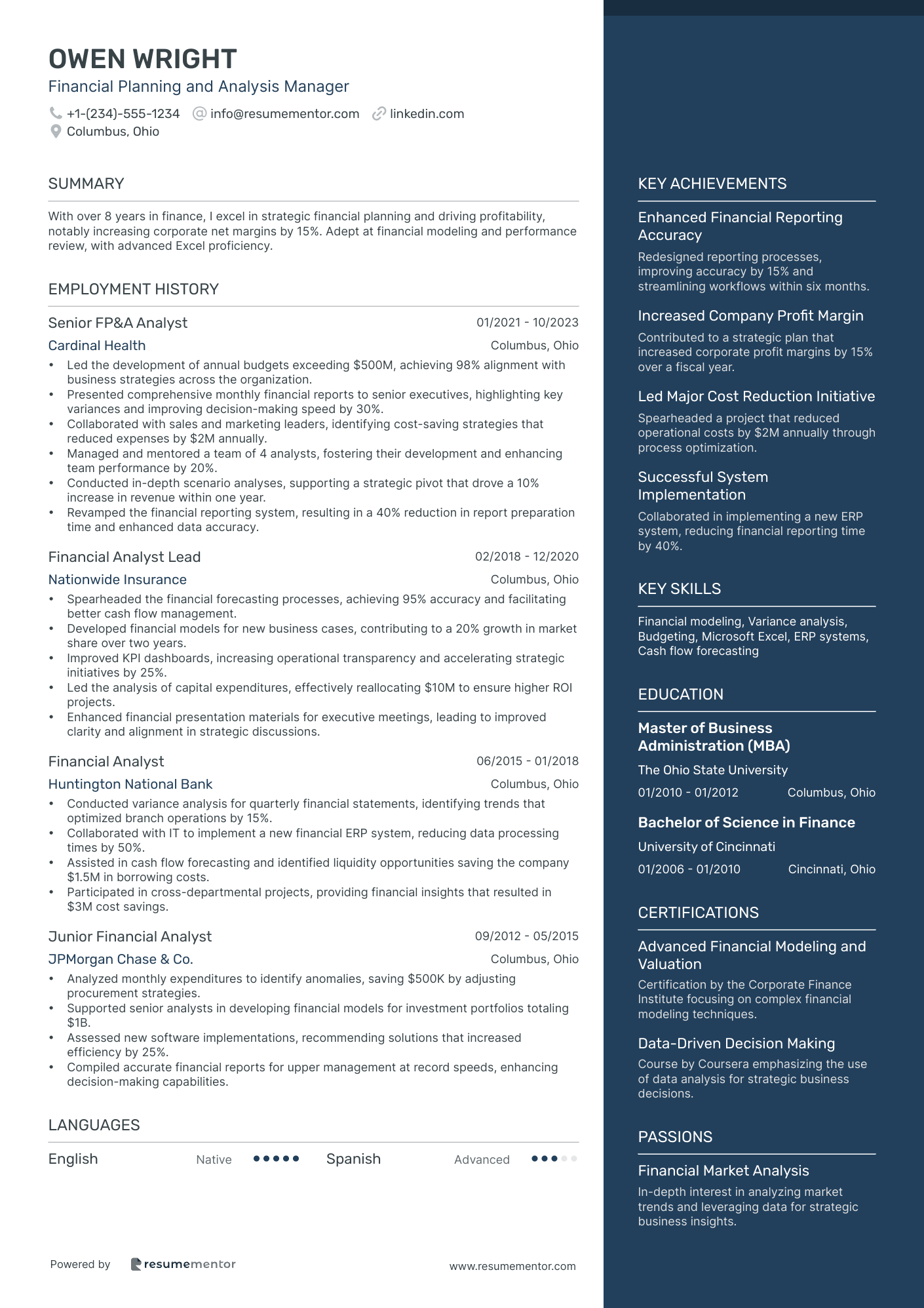 Financial Planning and Analysis Manager