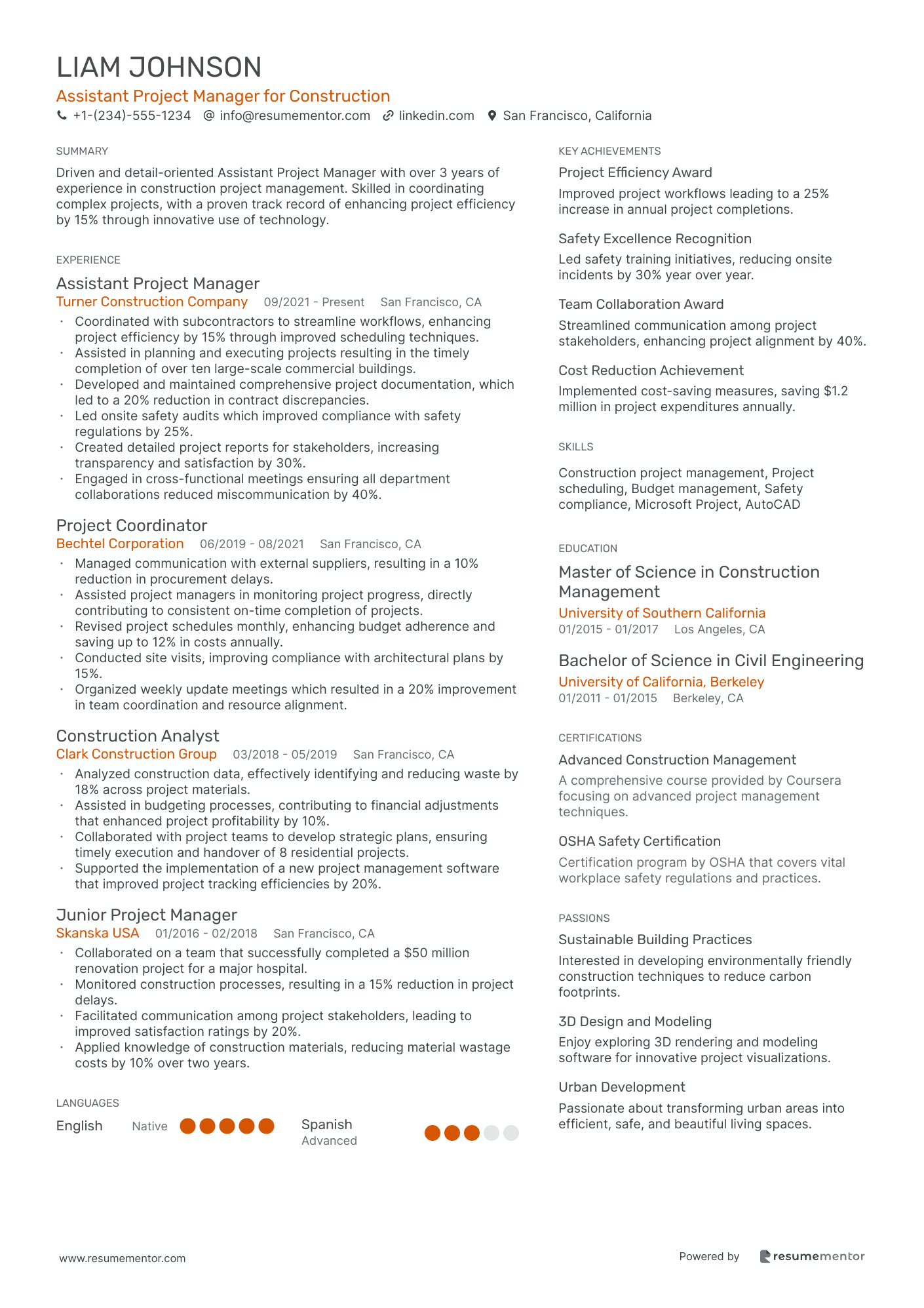Assistant Project Manager for Construction